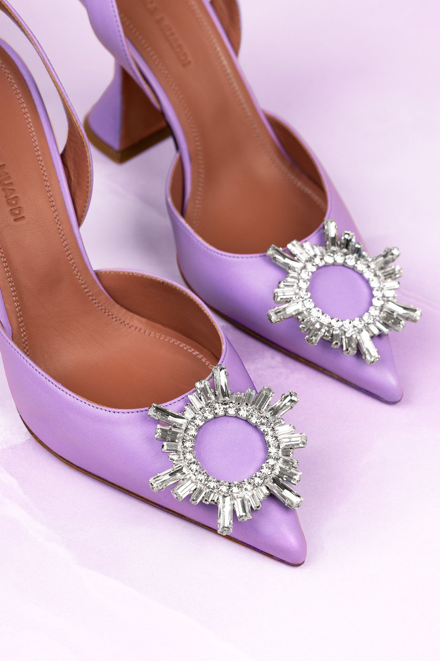 Amina Muaddi Begum Slingbacks in Light Purple