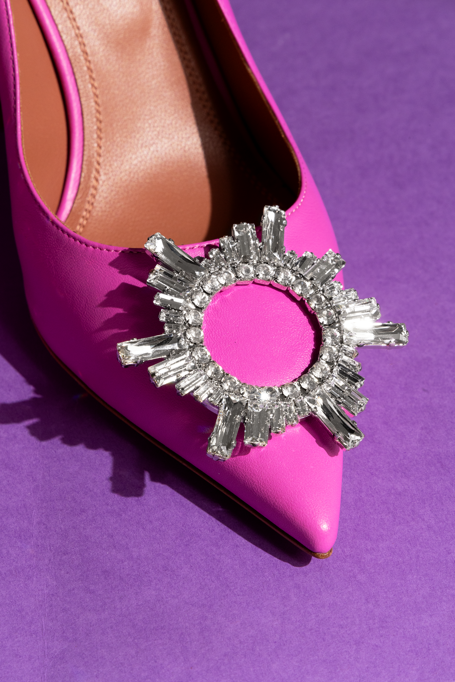 Amina Muaddi Begum Slingbacks in Fuchsia