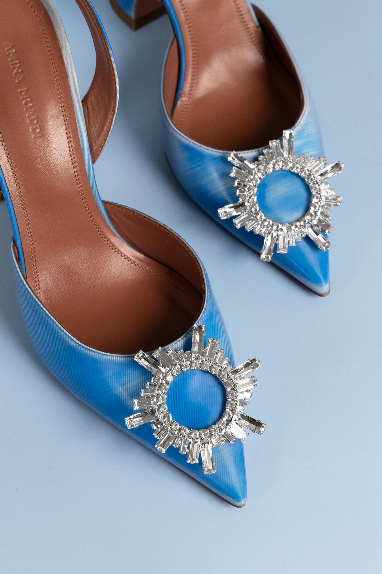 Amina Muaddi Begum Slingbacks in Blue Ombre