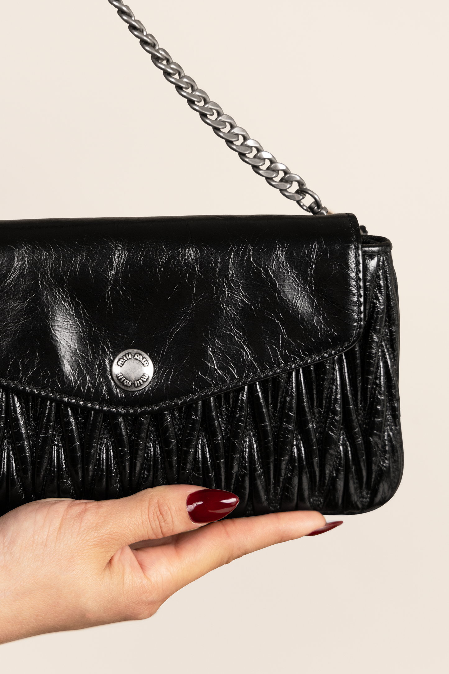 Miu Miu Matelassé Black Leather Crossbody Bag