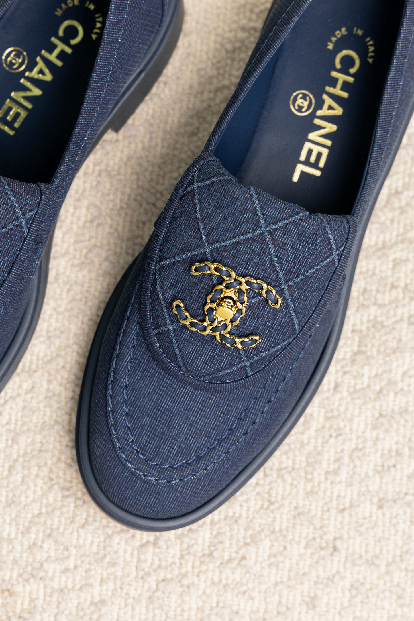 Chanel Blue Denim Loafers