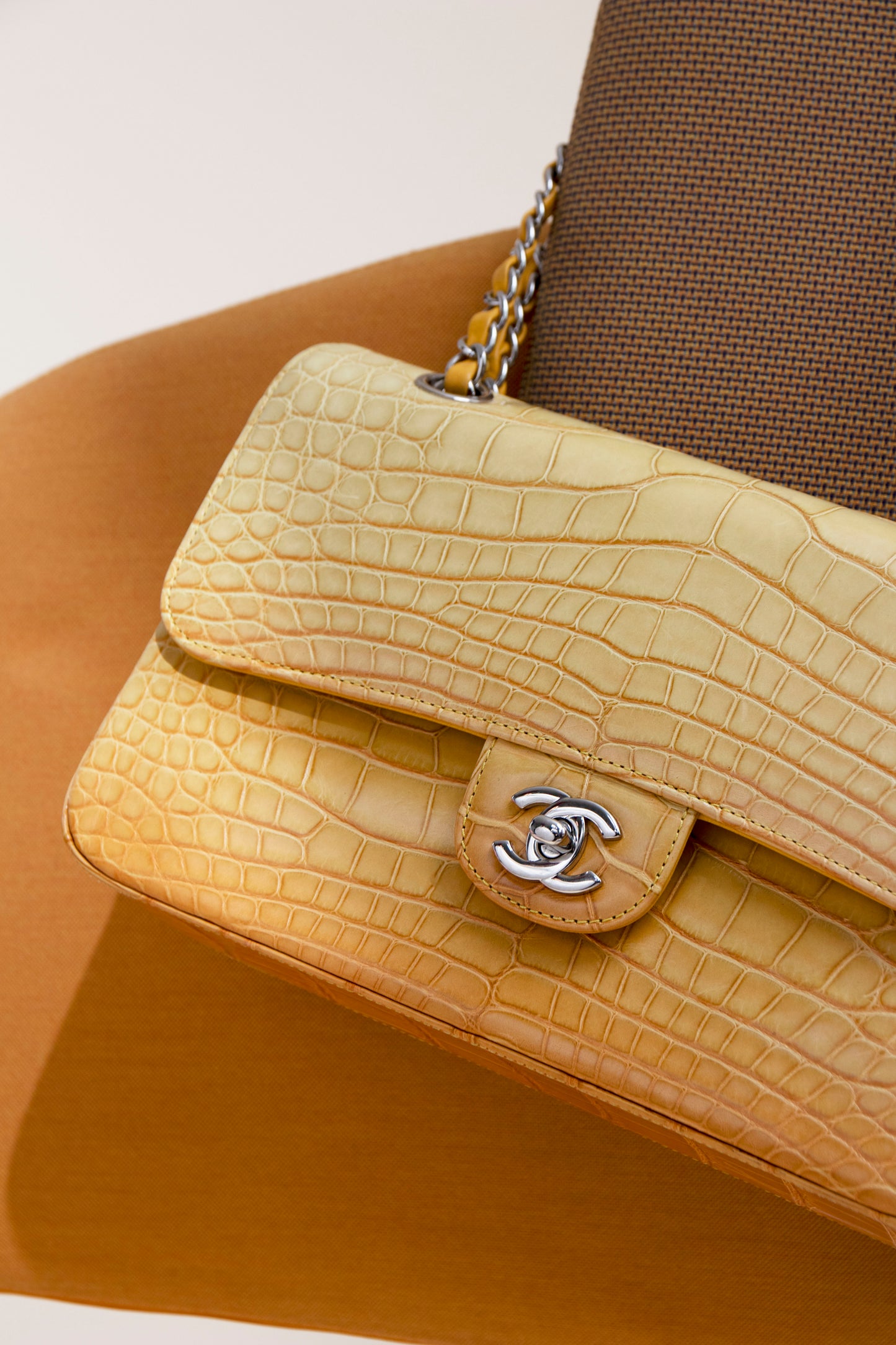 Chanel Medium Crocodile Flap Bag Yellow Ombré