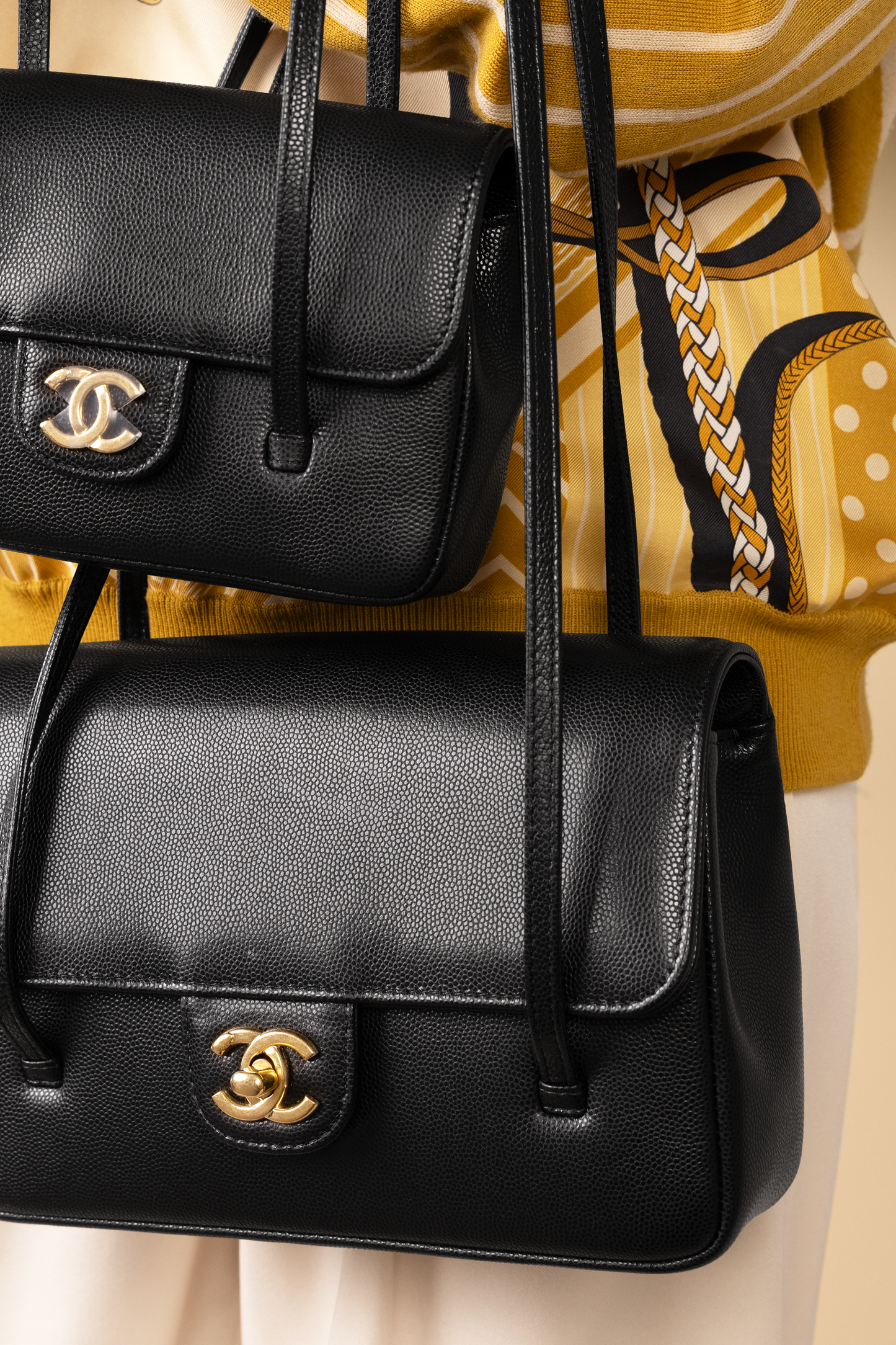 Chanel Mini & Small Caviar Preppy Bag in Black