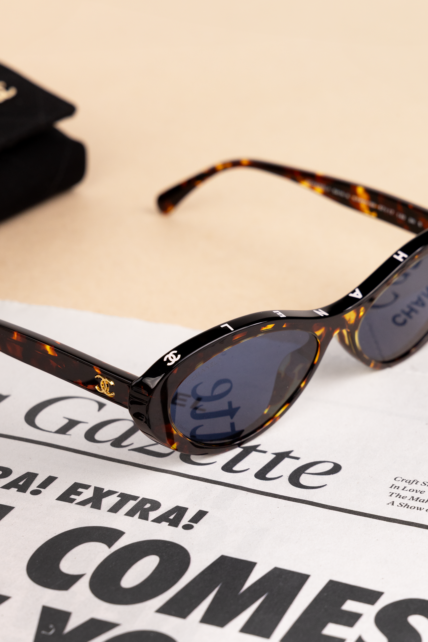 Chanel Oval Sunglasses in Tortoise & Black