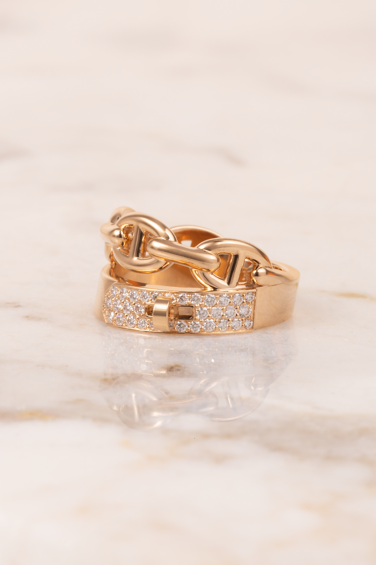 Hermès Kelly Rose Gold Diamond Ring