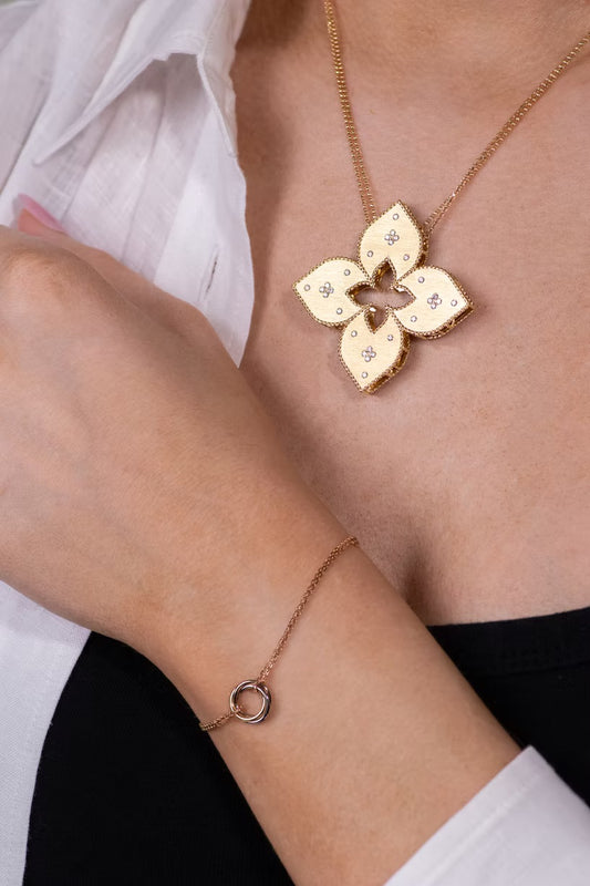 Roberto Coin Gold Princess Flower Necklace & Cartier Trinity Bracelet