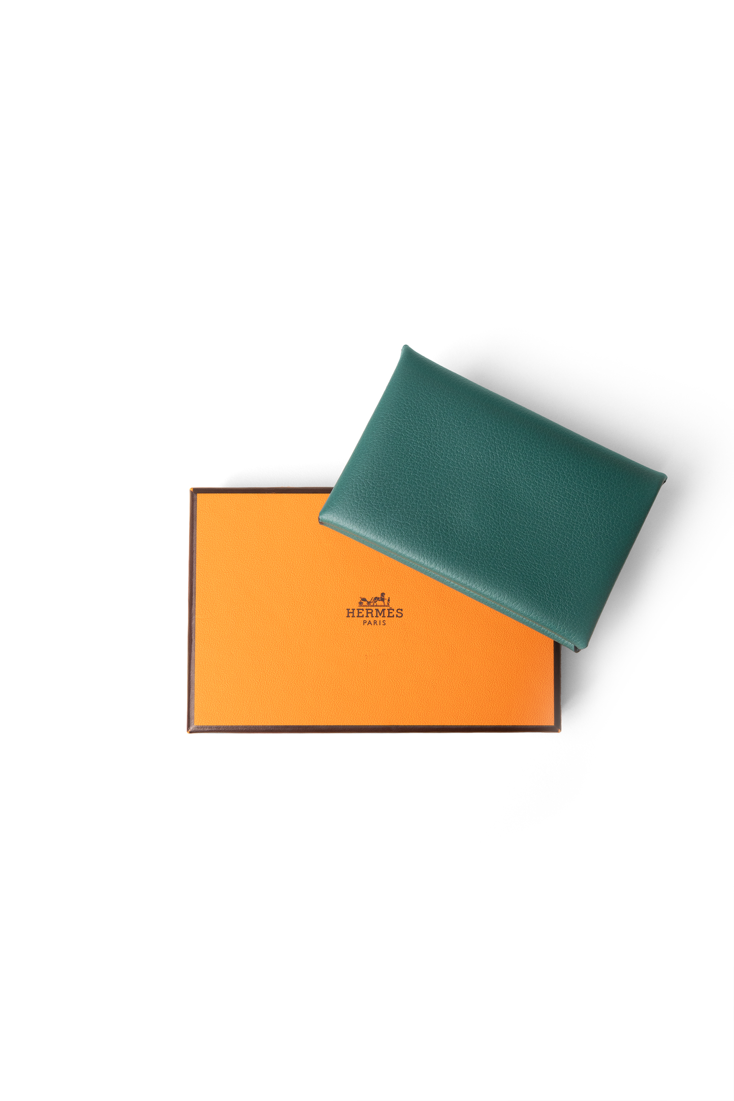 Hermès Calvi Card Holder in Vert Bosphore