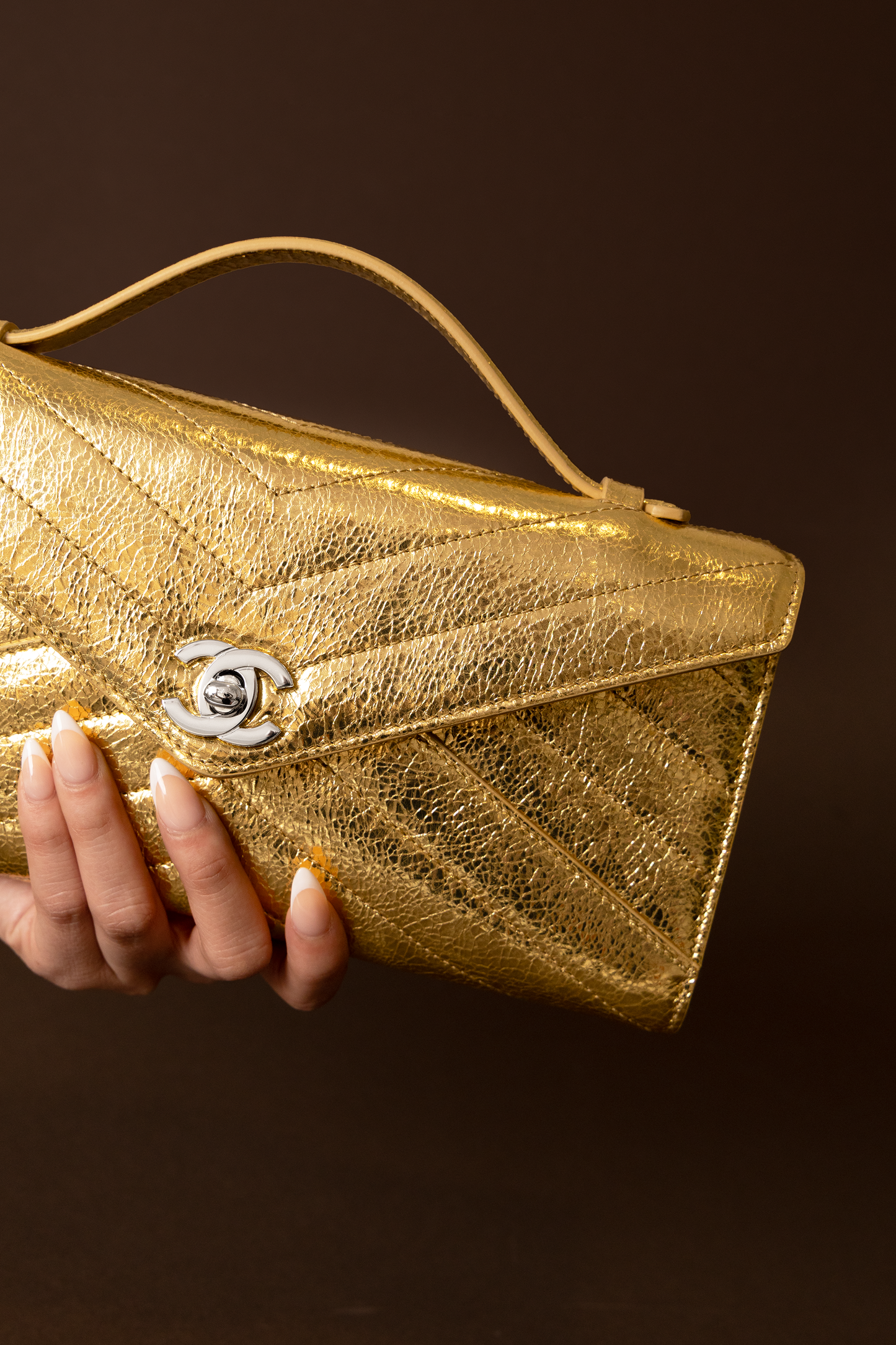 Chanel Gold Metallic Clutch