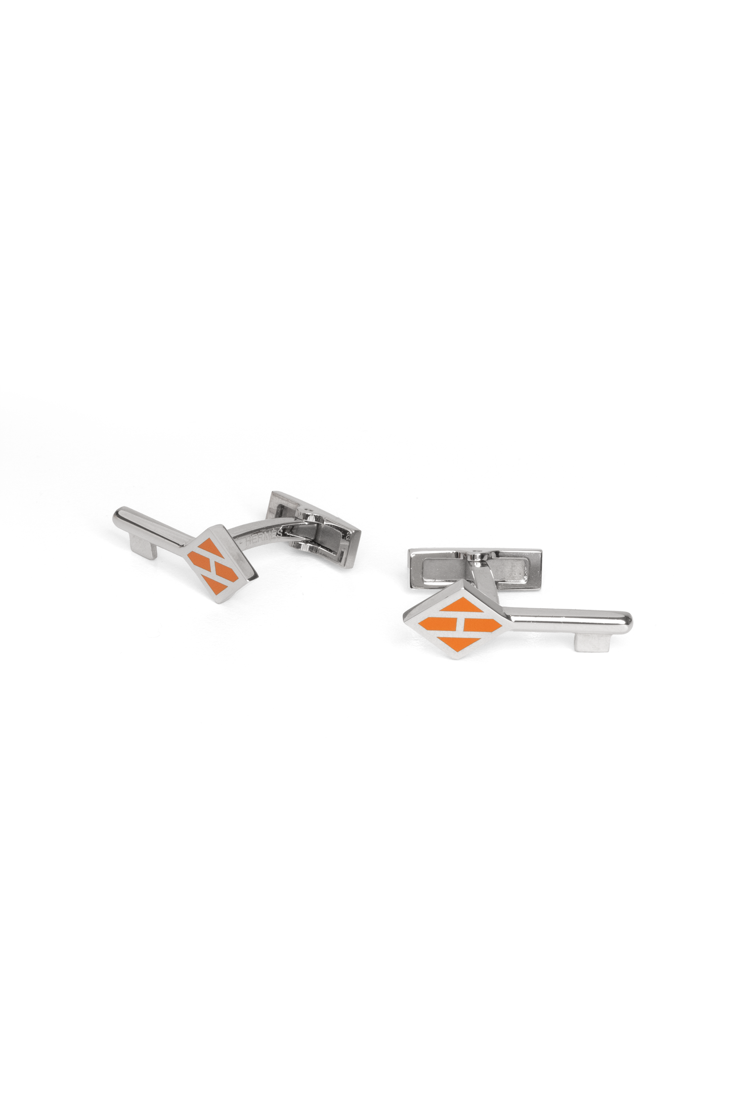 Hermès Cle H Orange Cufflinks