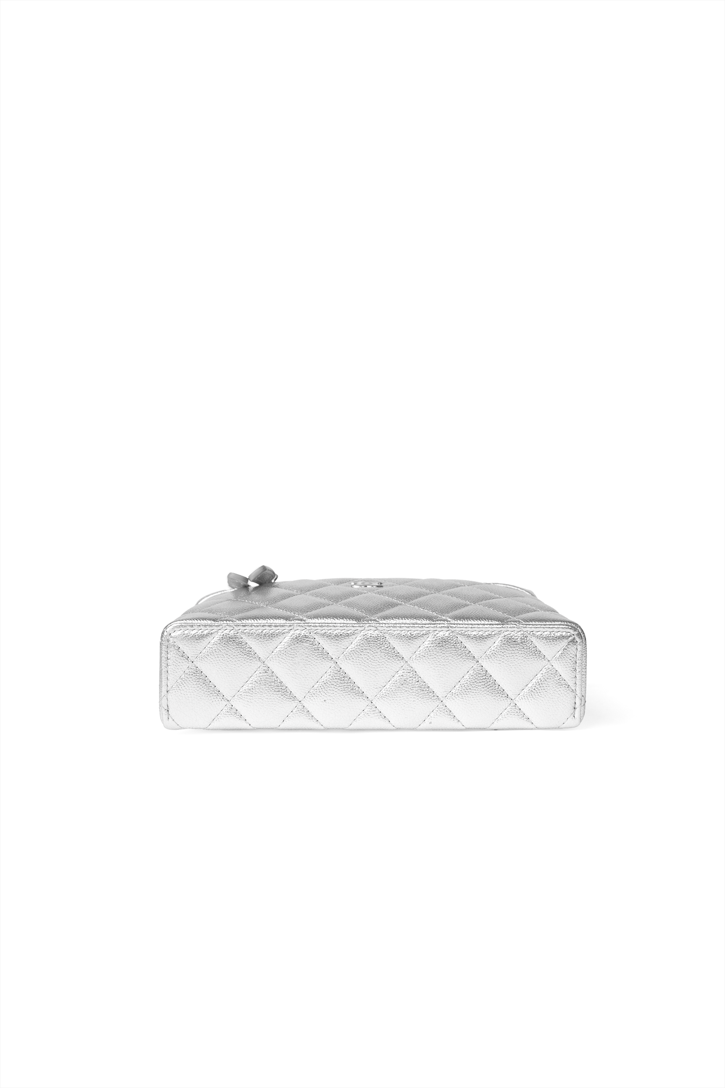 Chanel Vanity Case with Chain in Silver Metallic