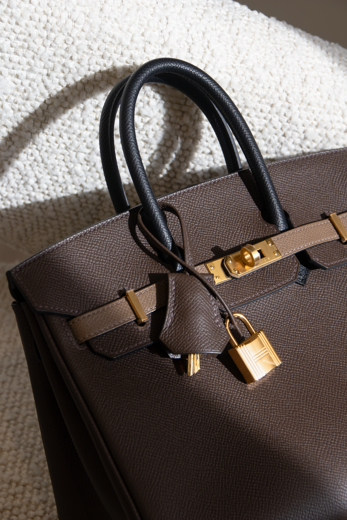 Hermès Birkin 25 Epsom in Ecorce/Etoupe/Black GHW