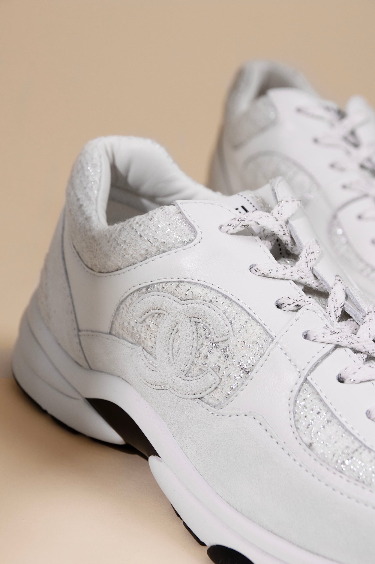 Chanel White CC Sneakers