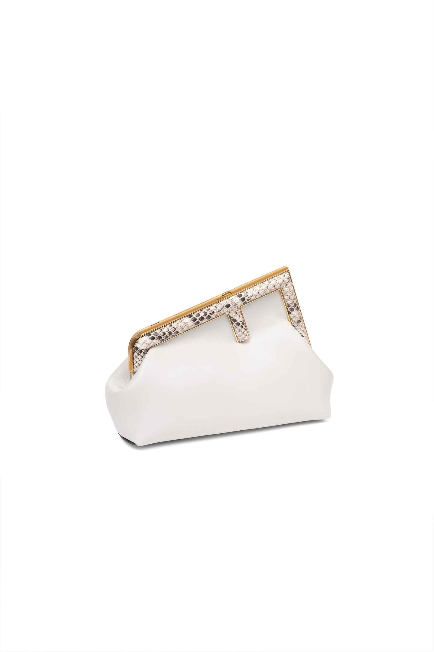 Fendi First Small White Leather Bag with Python Trim