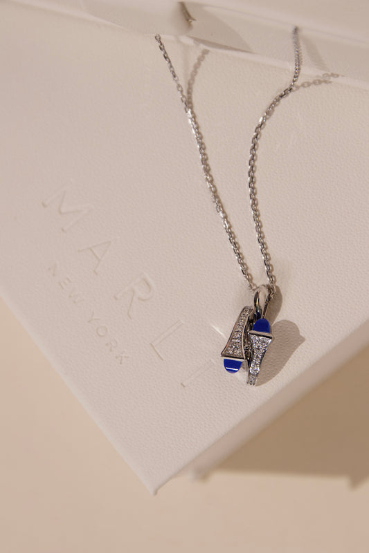 Marli Cleo White Gold Diamond/Lapis Lazuli Pendant