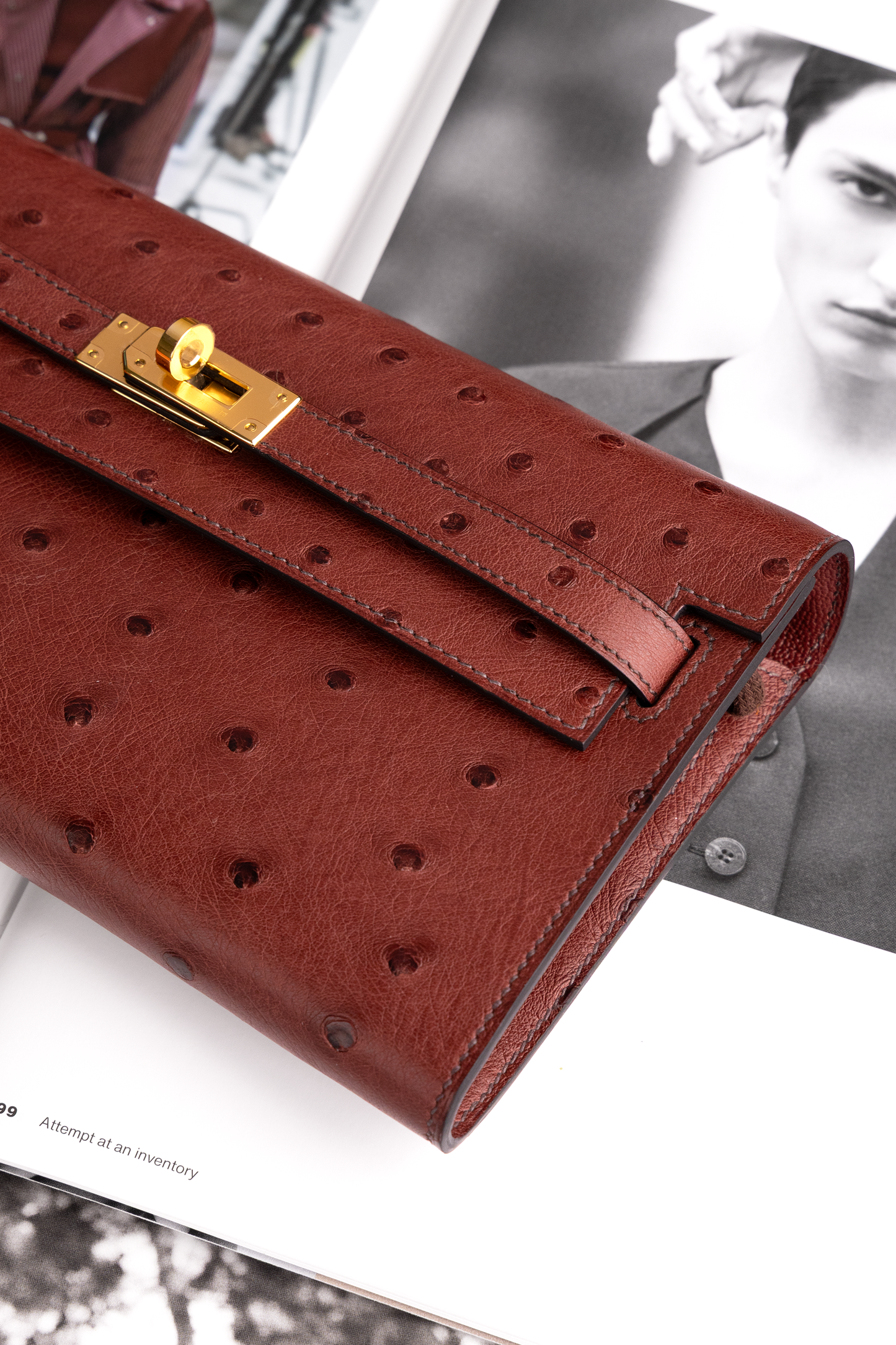 Hermès Kelly Wallet To Go Ostrich in Rouge H GHW