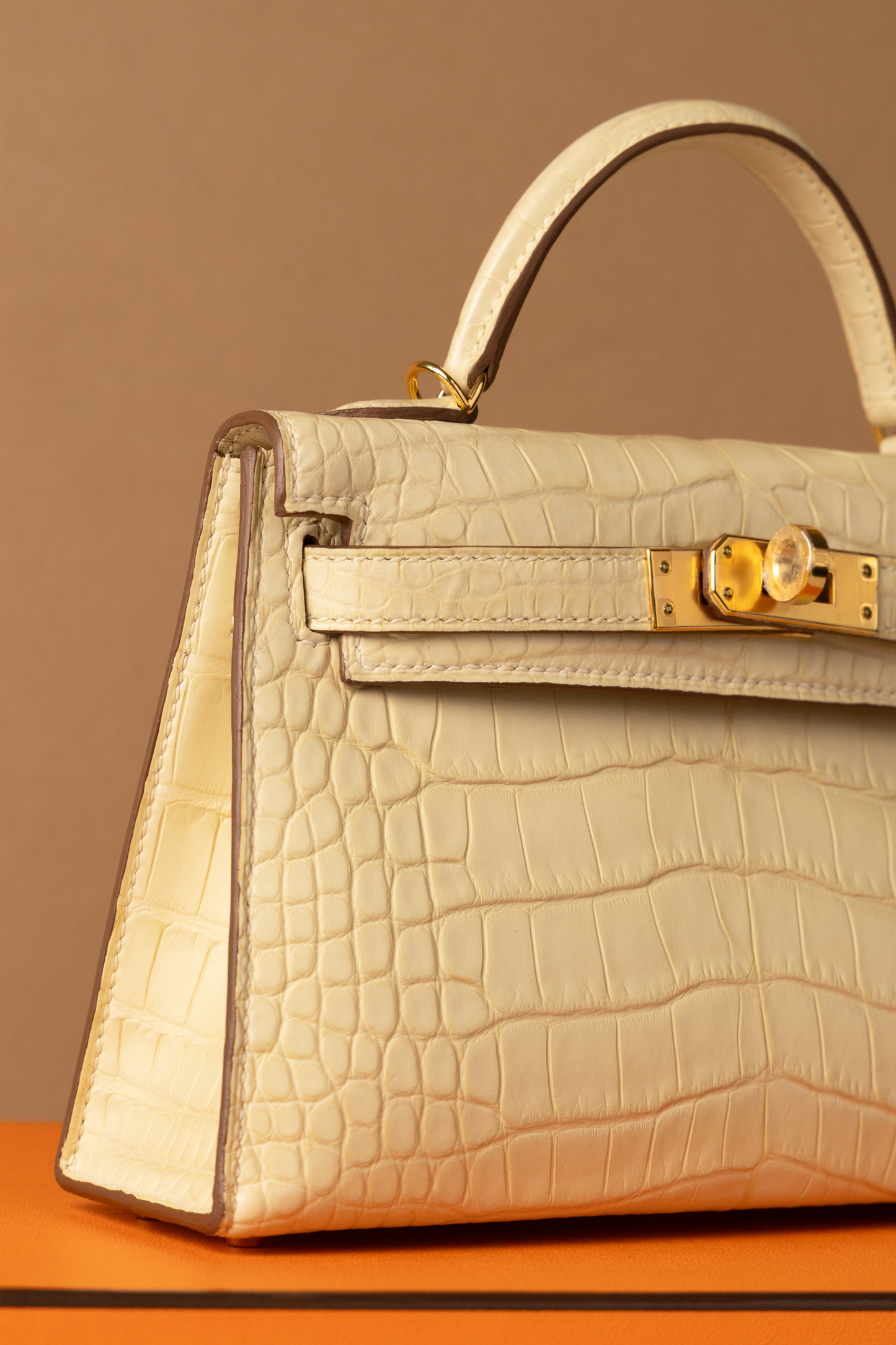Hermès Mini Kelly 20 Alligator in Vanilla with GHW