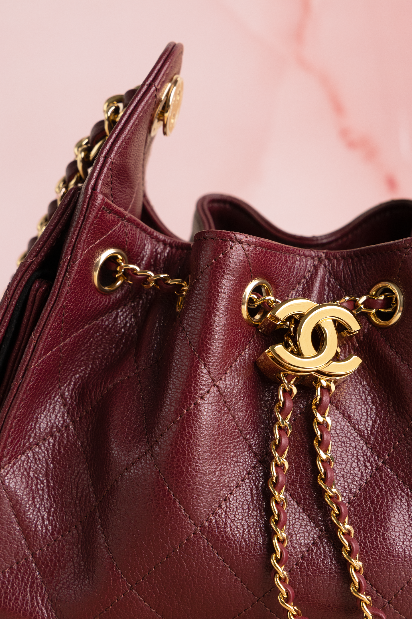 Chanel Mini Hobo 25 Bag in Burgundy