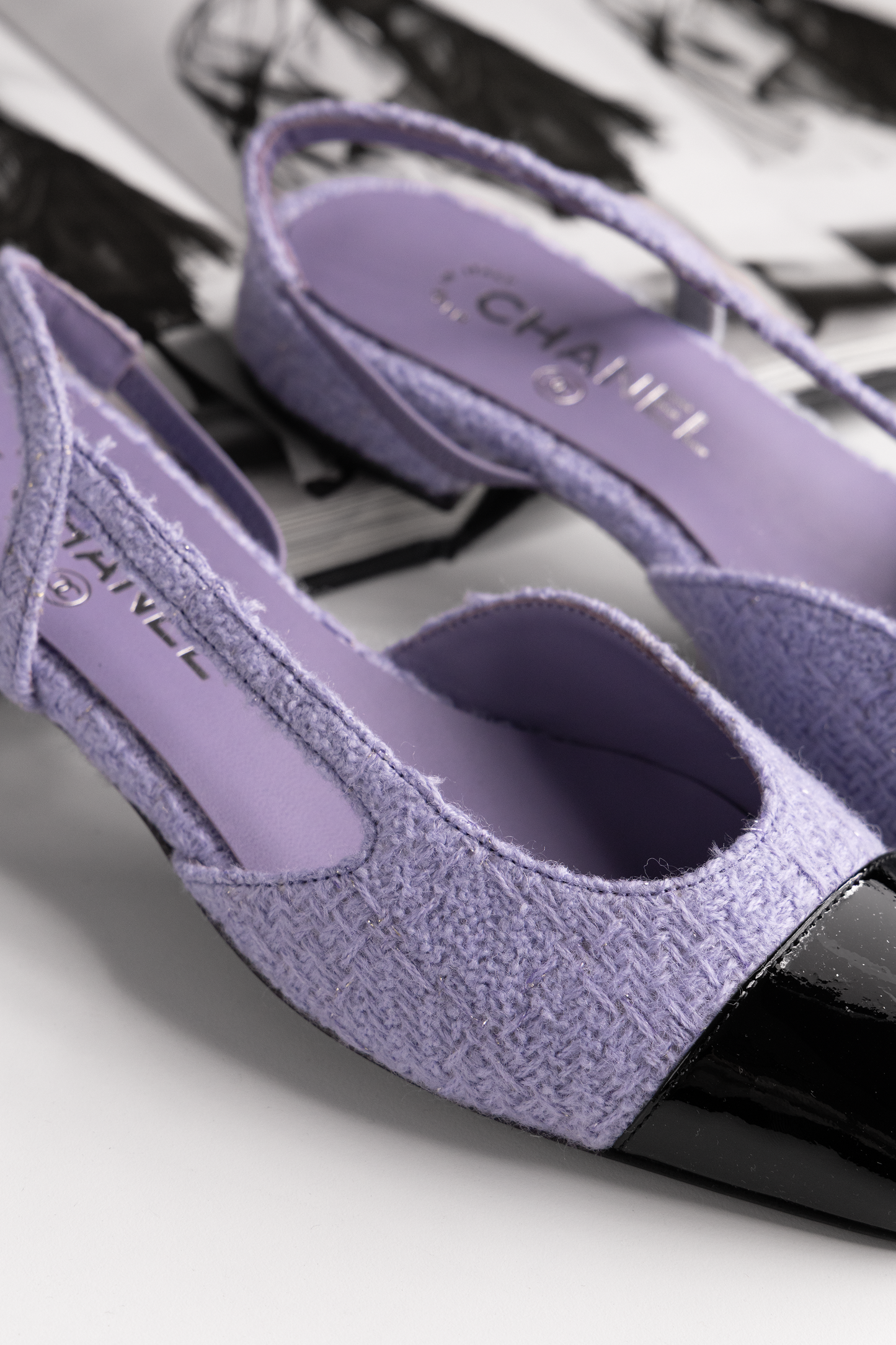 Chanel Flat Tweed Violet Slingbacks