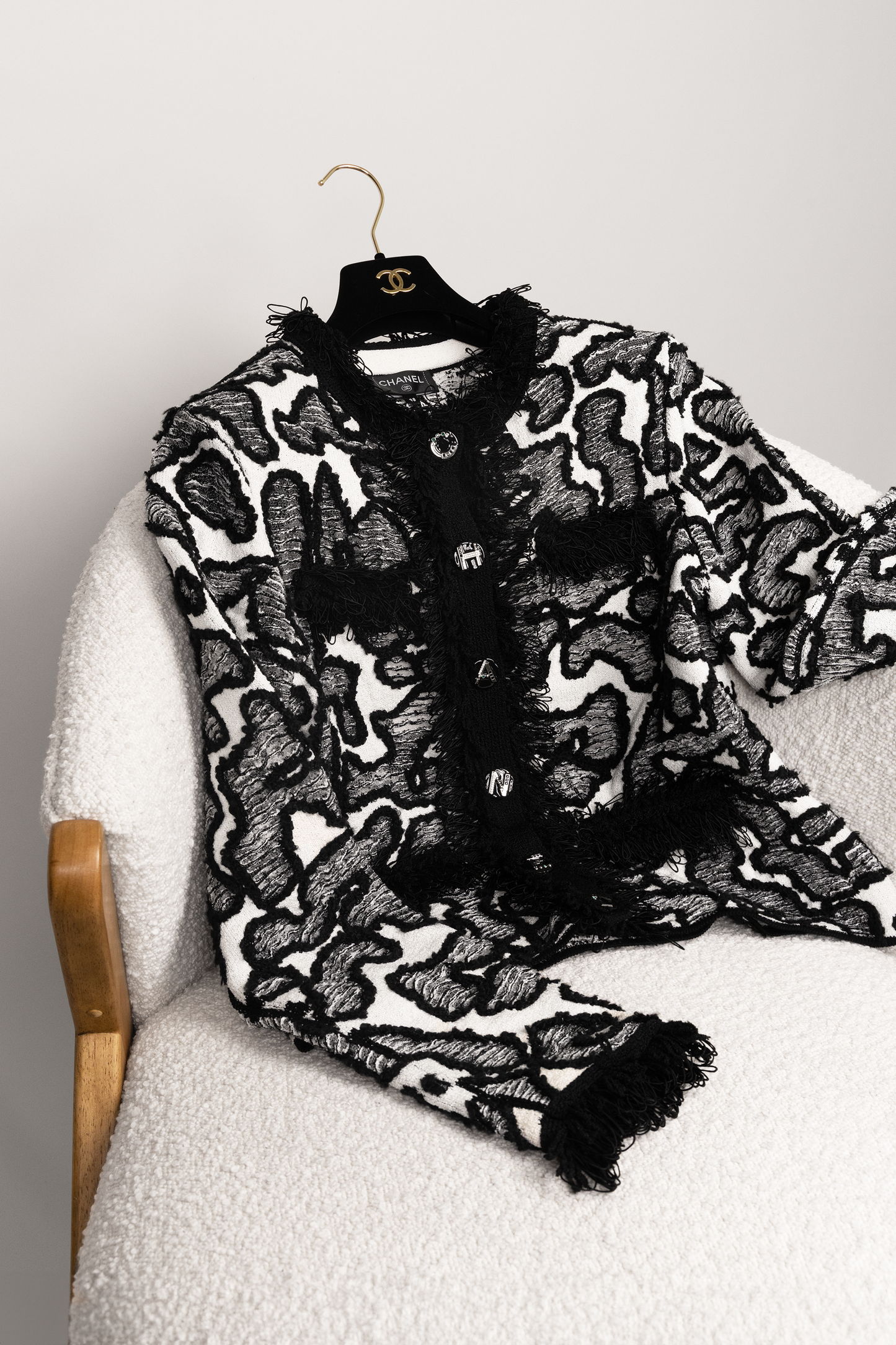 Chanel Black/White Silk & Cotton Jacket