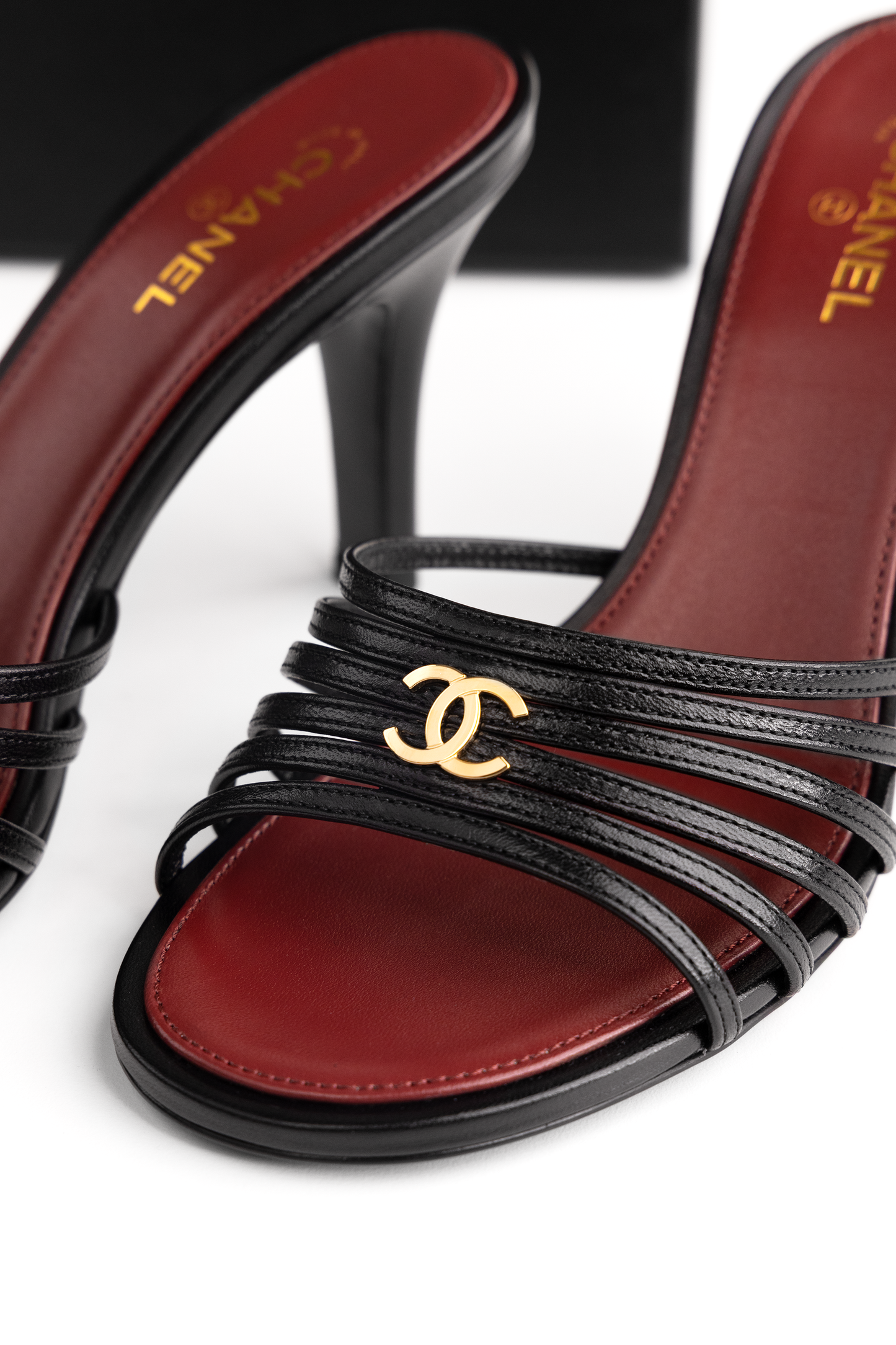 Chanel Black & Burgundy Mules