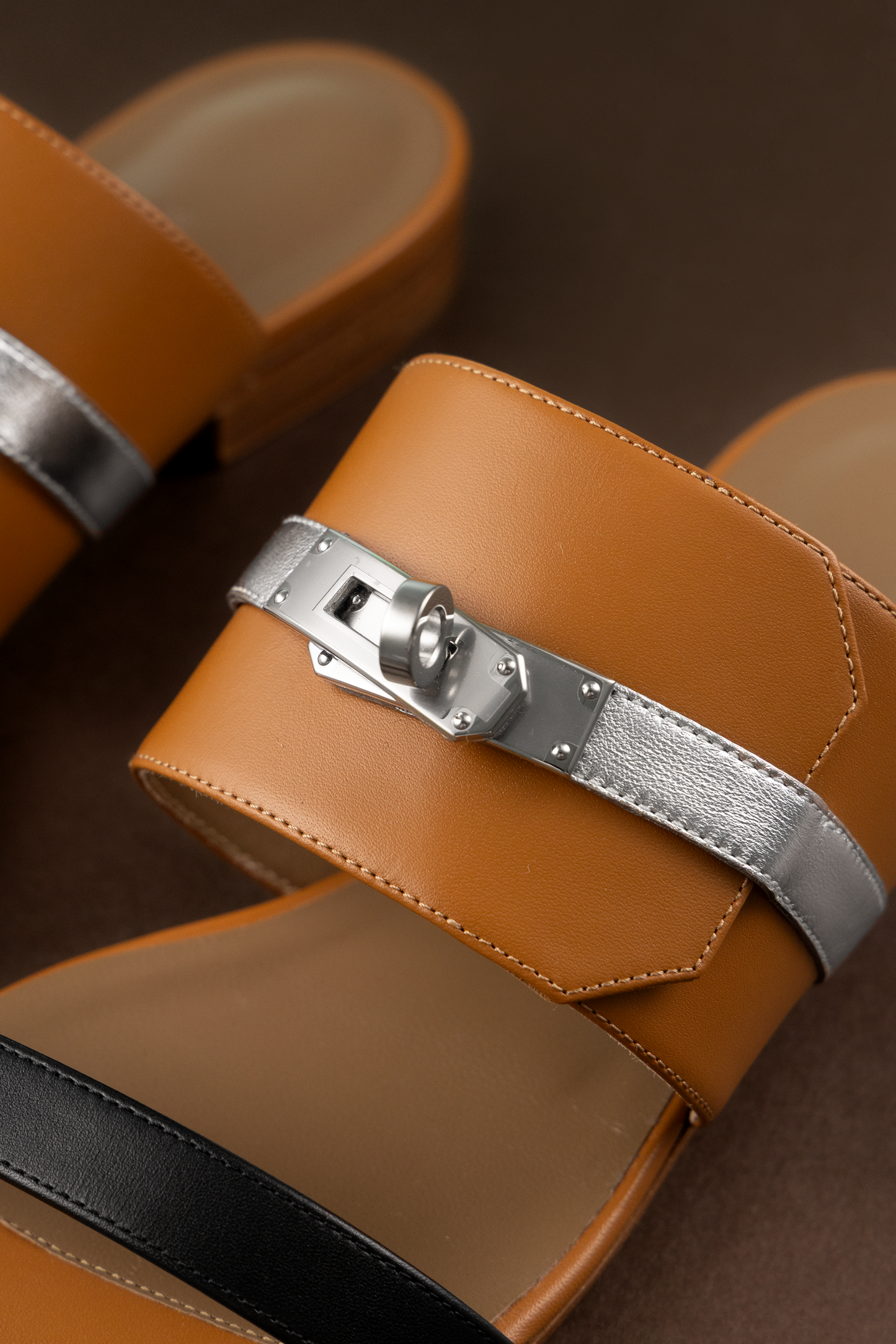 Hermès Kelly Lock Gold/Black/Silver Sandals