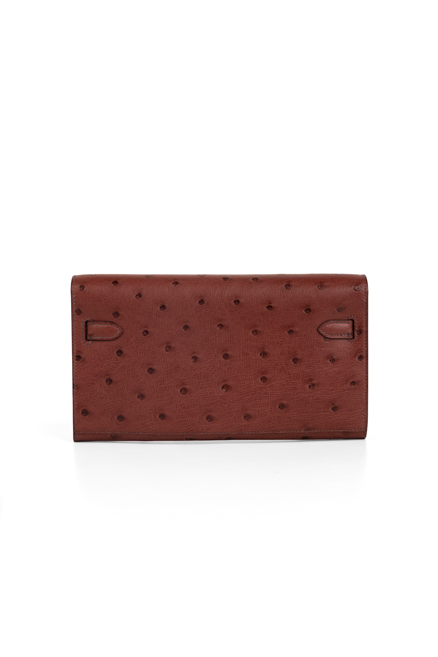 Hermès Kelly Wallet To Go Ostrich in Rouge H GHW