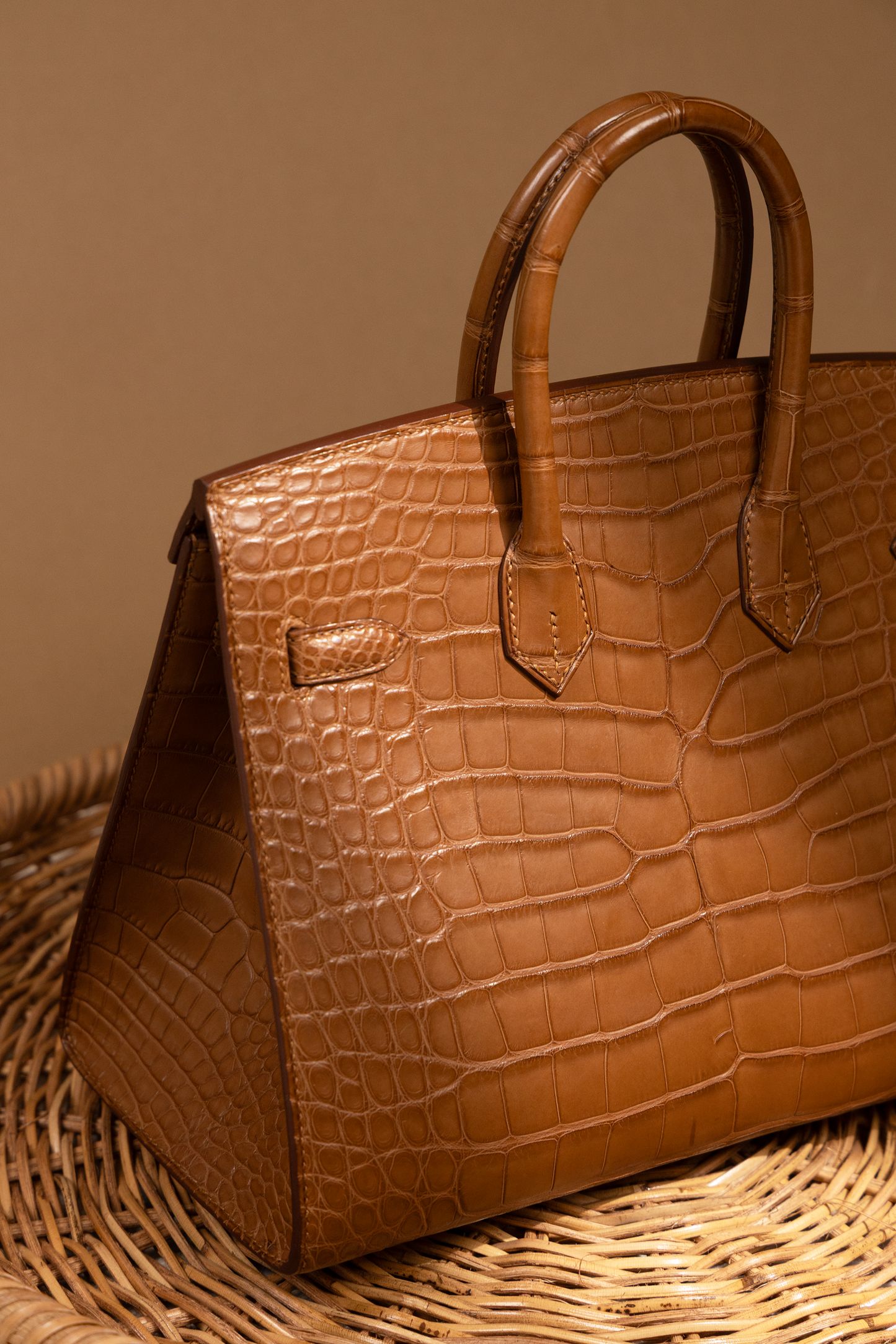 Hermès Birkin 25 Matte Alligator Sellier in Gold GHW