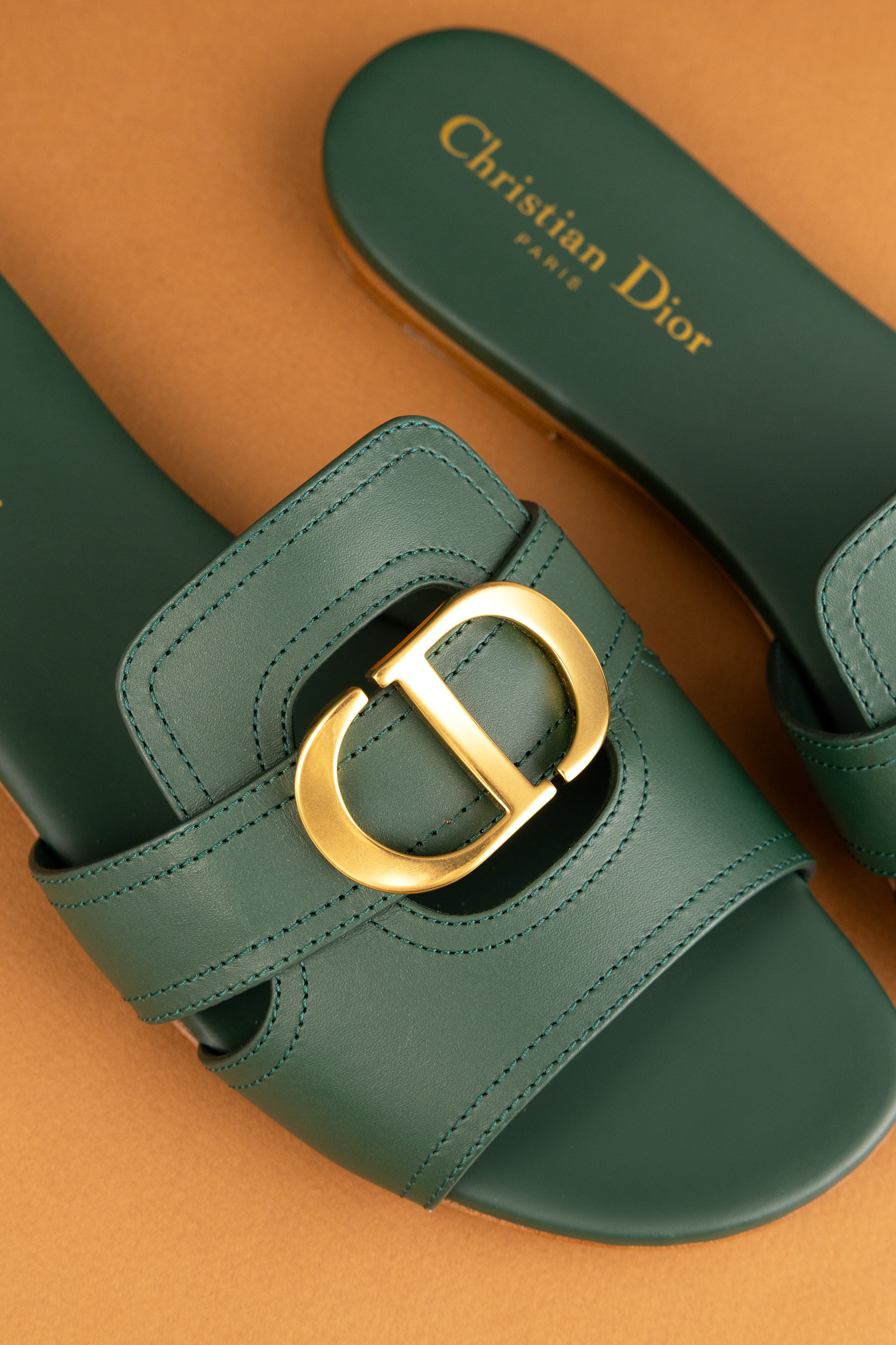 Dior 30 Montaigne Flat Sandals in Green