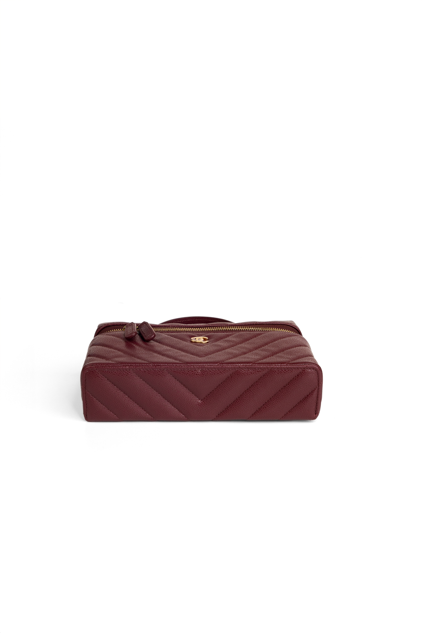 Chanel Vanity Case with Chain in Caviar Dark Burgundy