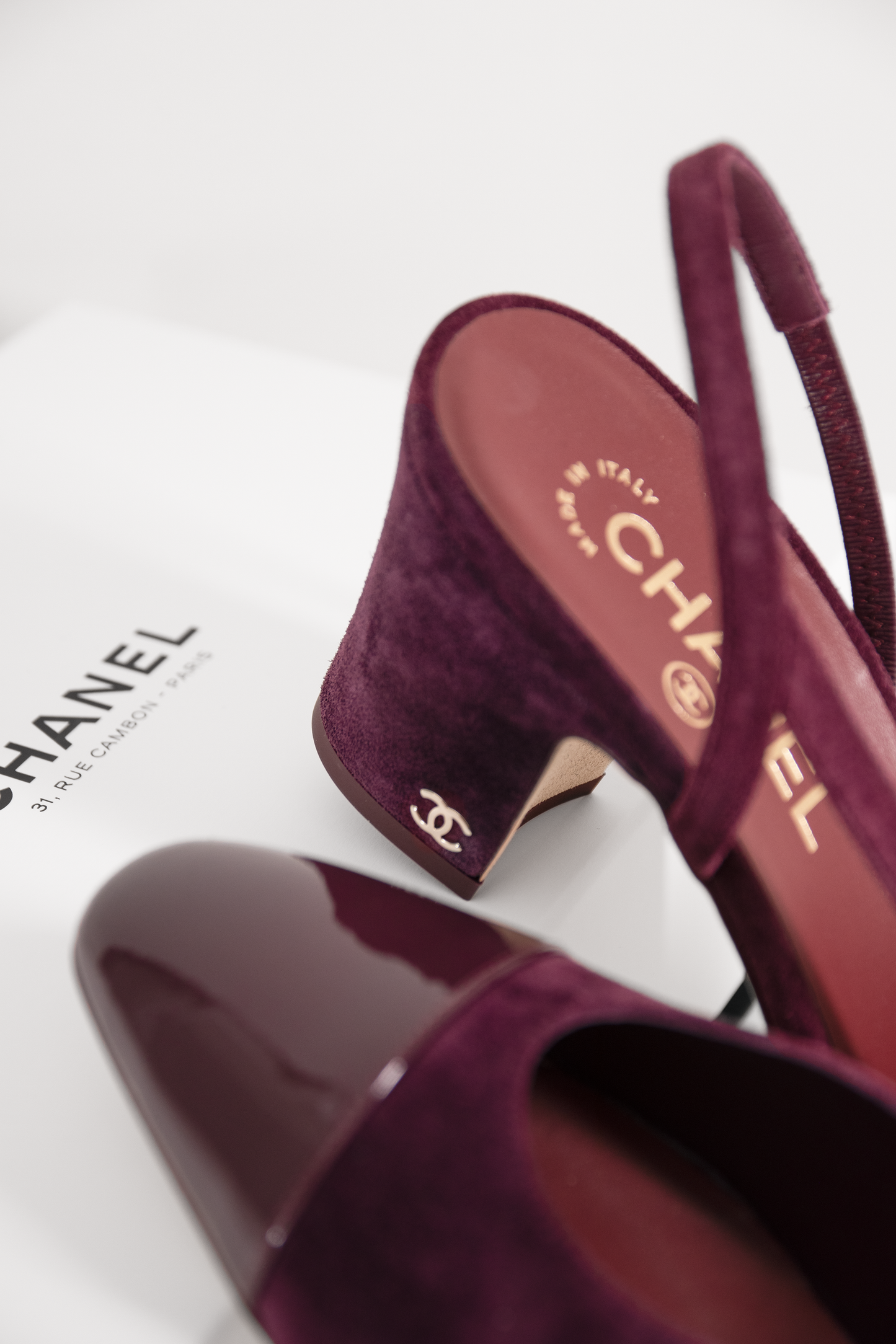 Chanel Suede Slingbacks Burgundy