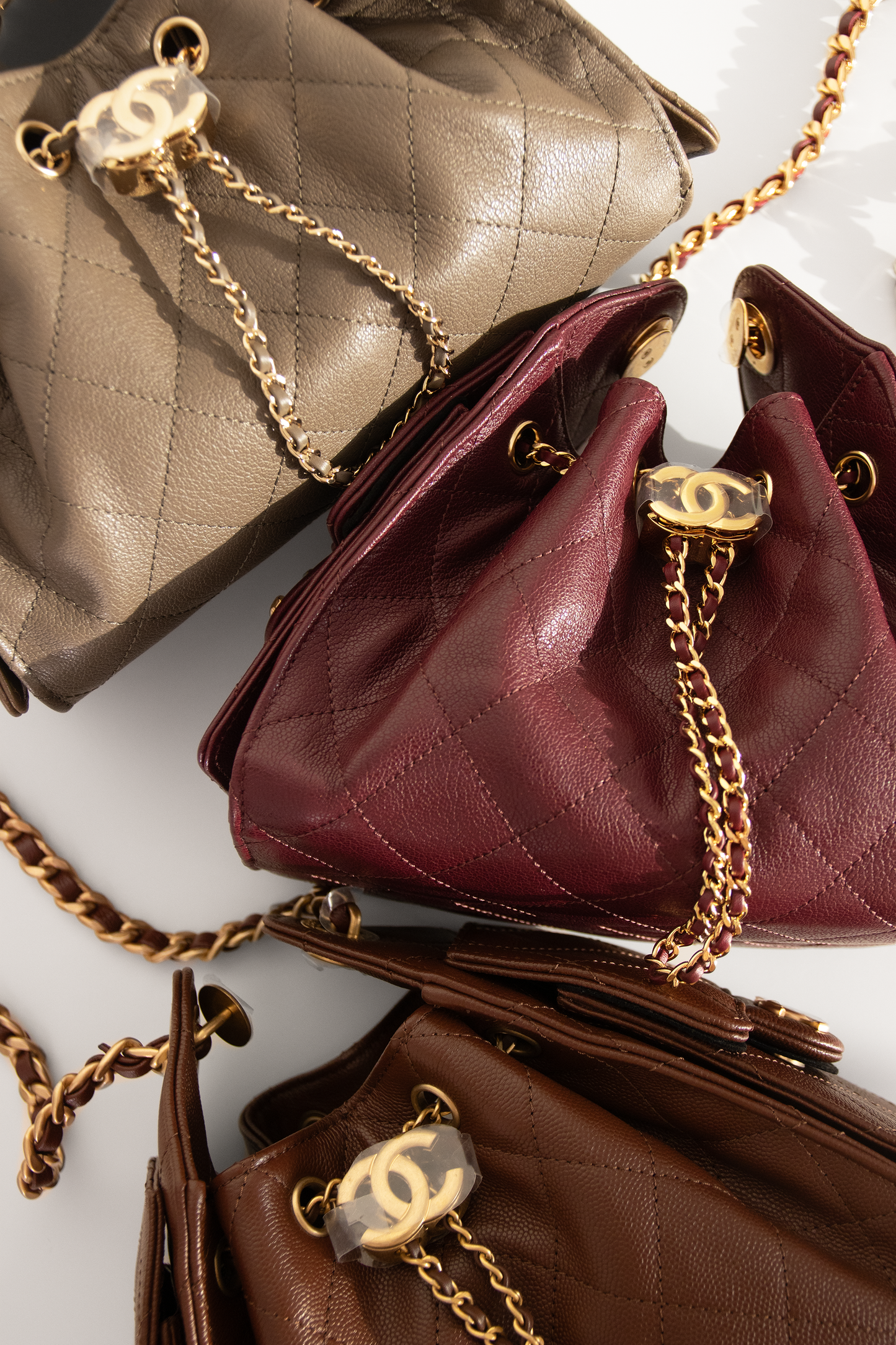 Chanel Hobo 25 Bags in Burgundy/Khaki/Brown