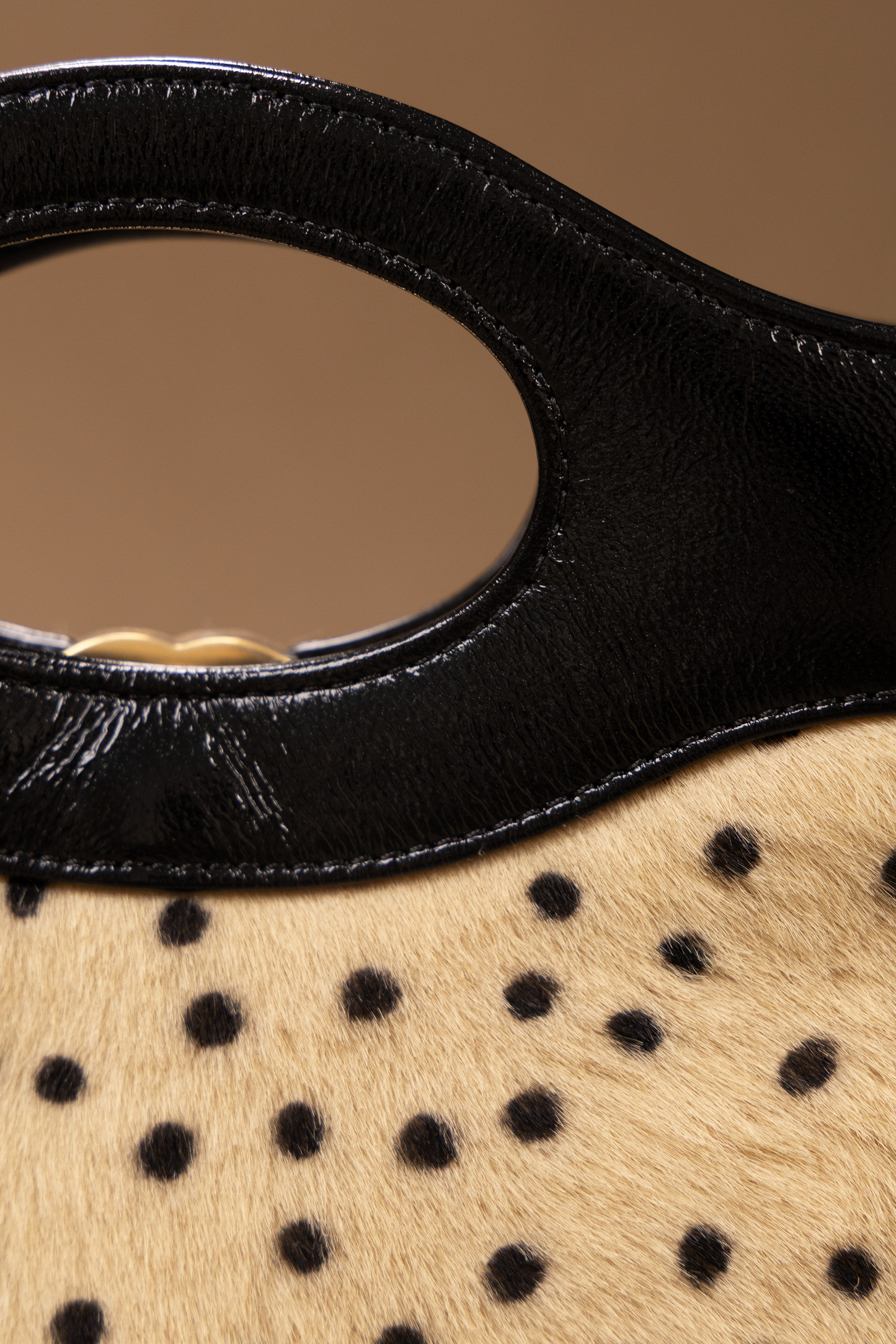 Chanel 31 Small Fur Shopping Bag in Beige/Black Polka Dots