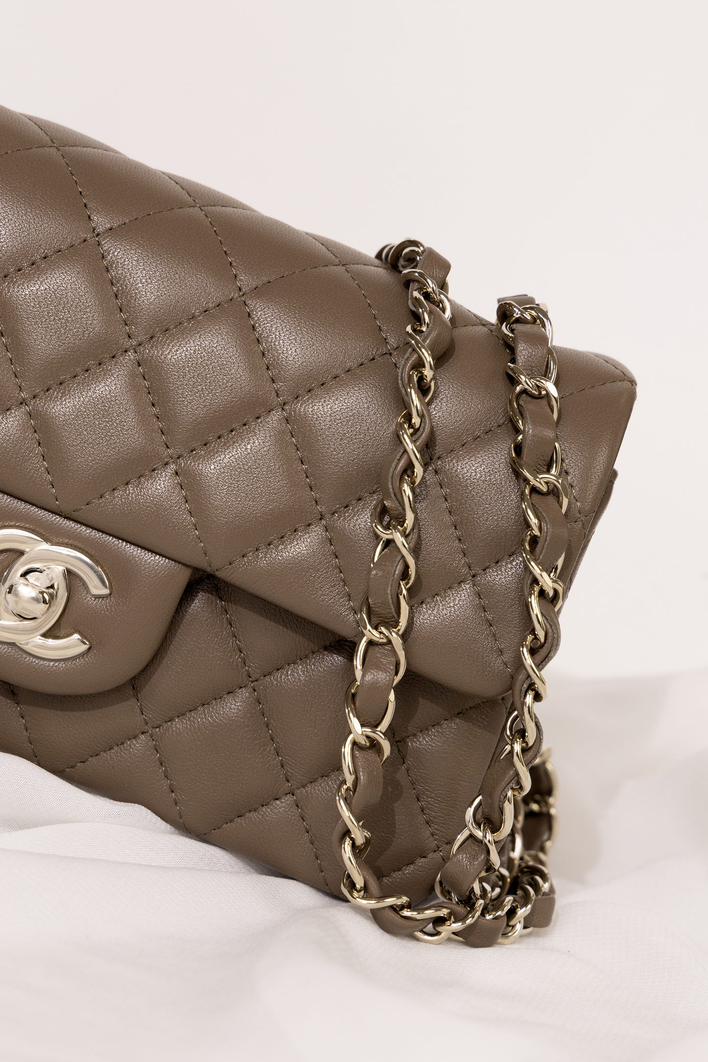 Chanel Mini Lambskin Flap Bag in Khaki