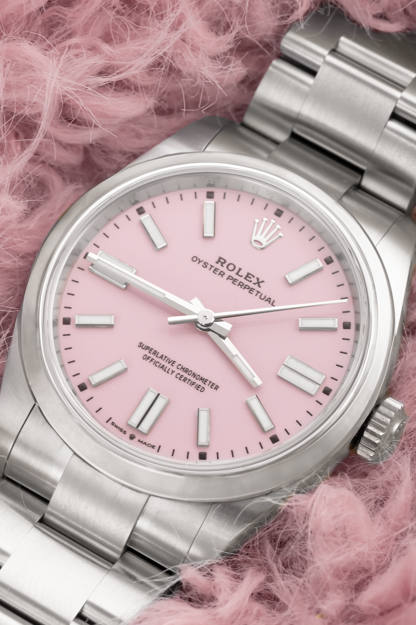 Rolex Oyster Perpetual Pink Dial Watch 42MM
