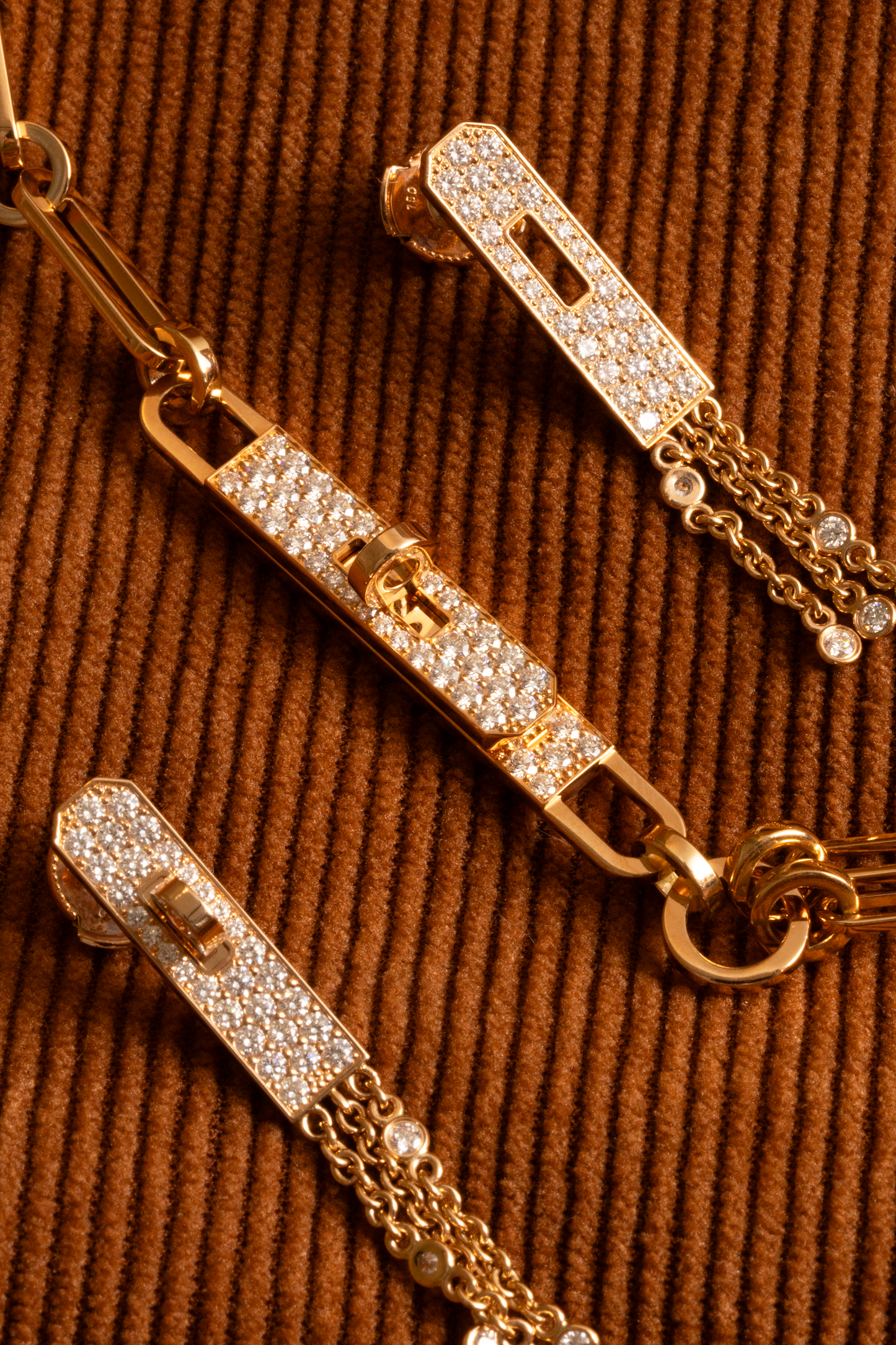 Hermès Kelly Gavroche Rose Gold Diamond Earrings & Kelly Chaine Lariat Rose Gold Diamond Necklace