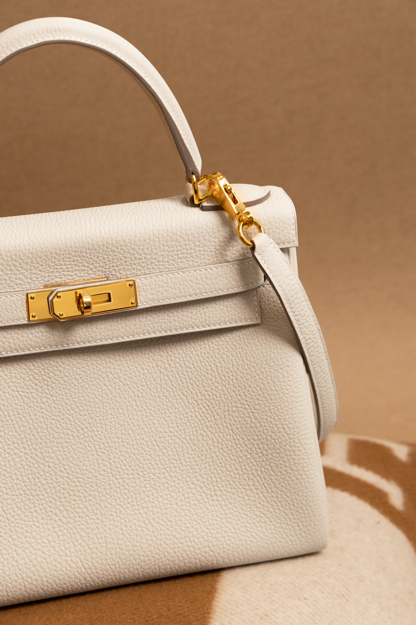 Hermès Kelly 28 Togo in Craie GHW