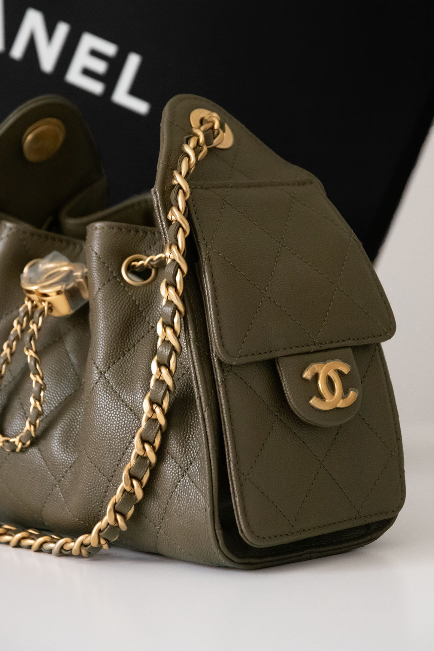 Chanel Mini Hobo 25 Bag in Dark Green