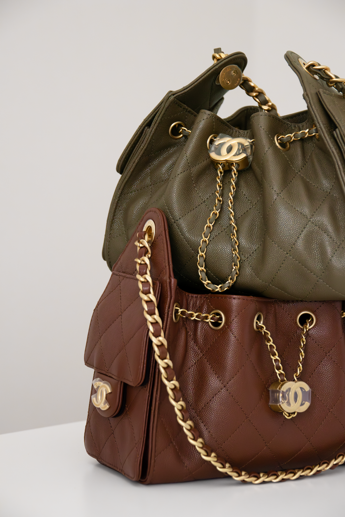 Chanel Mini Hobo 25 Bags in Dark Green & Brown