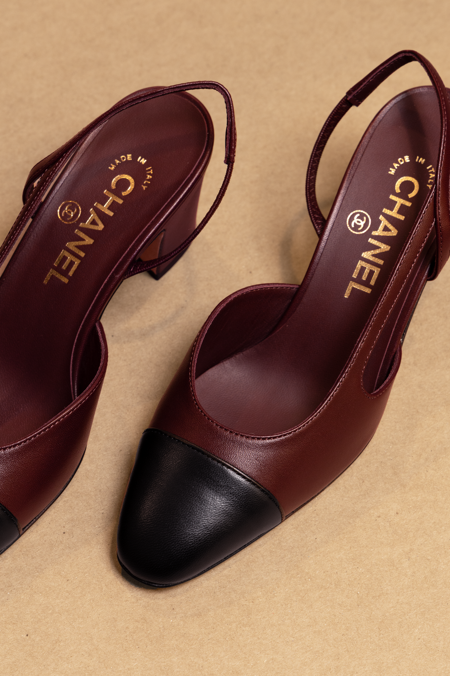 Chanel Slingbacks in Burgundy/Black
