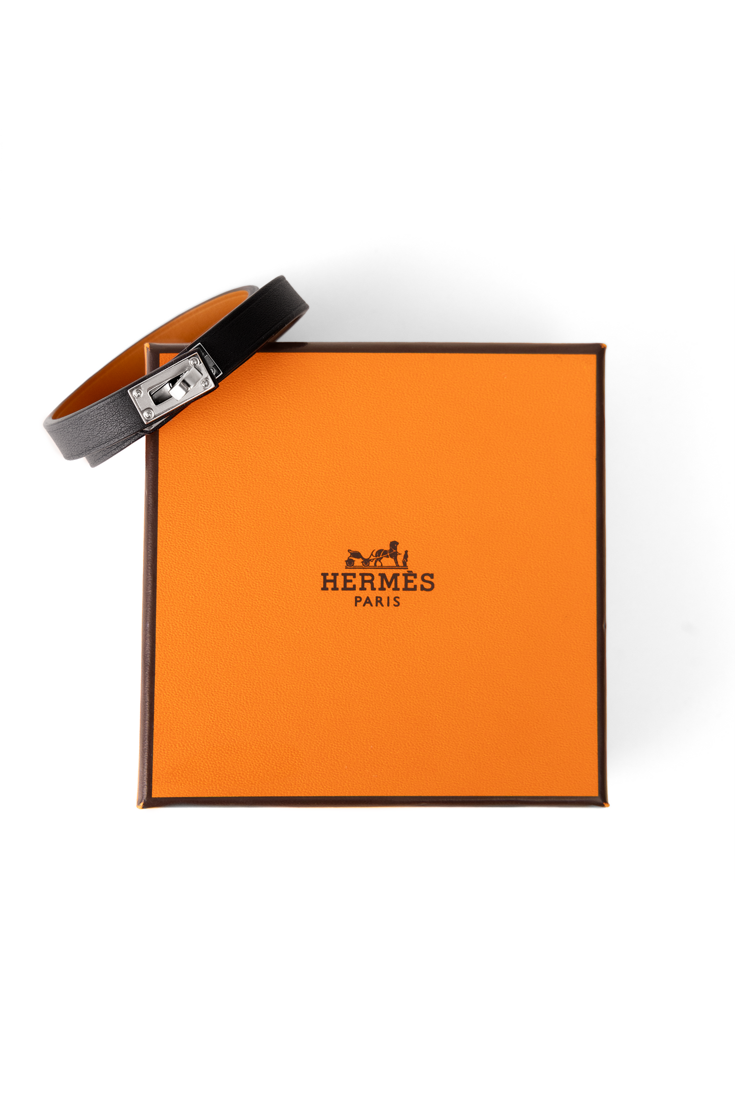 Hermès Double Tour Black Bracelet PHW