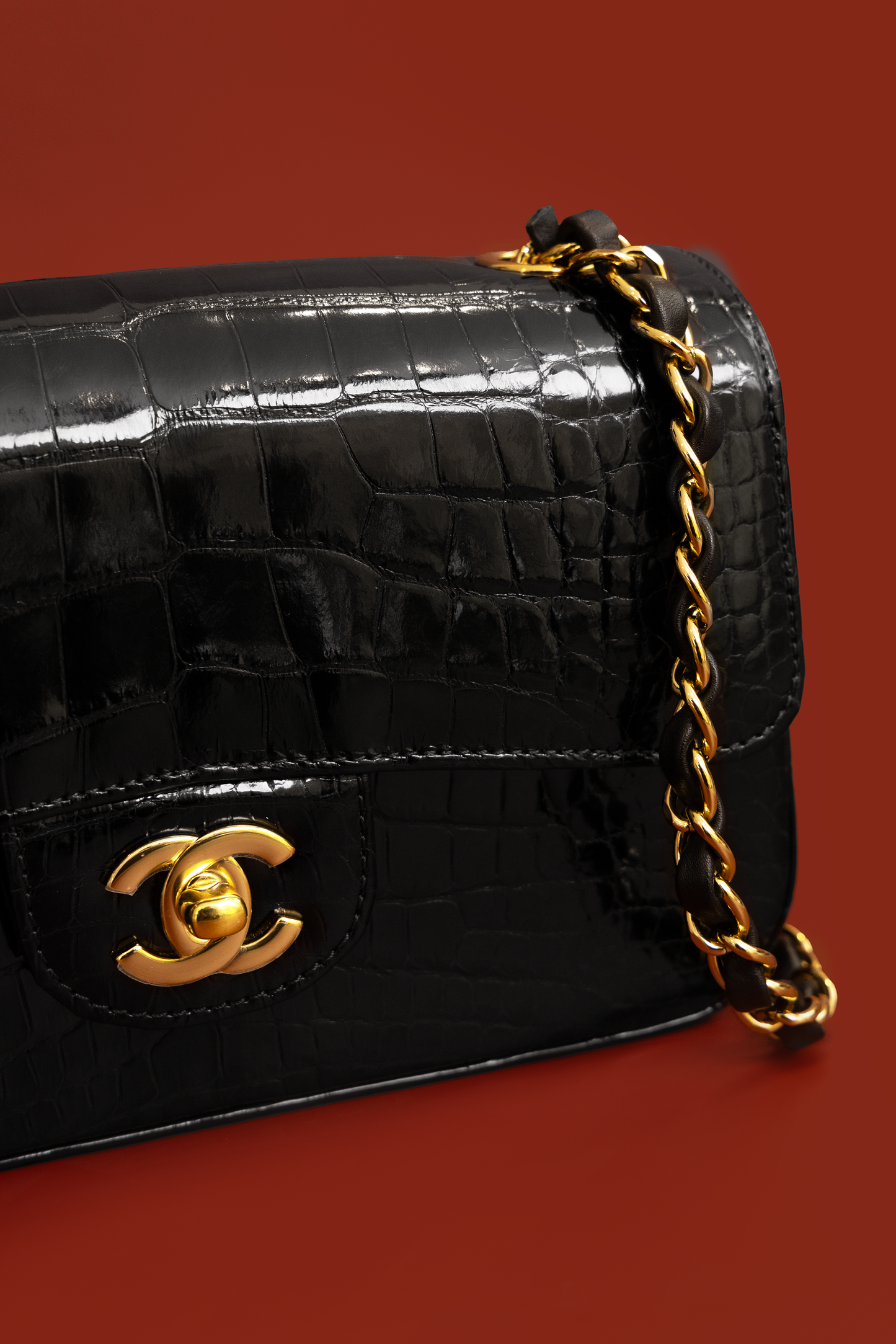 Chanel Black Mini Alligator Flap Bag