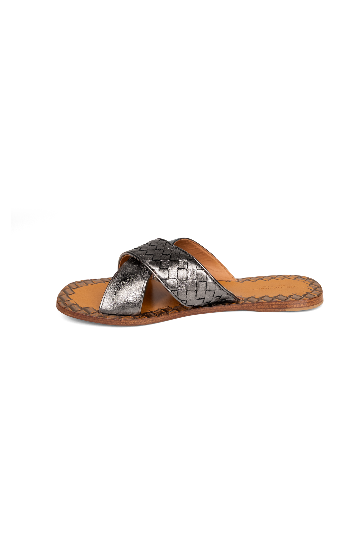 Bottega Veneta Ravello Intrecciato Woven Leather Sandals in Argento Antique