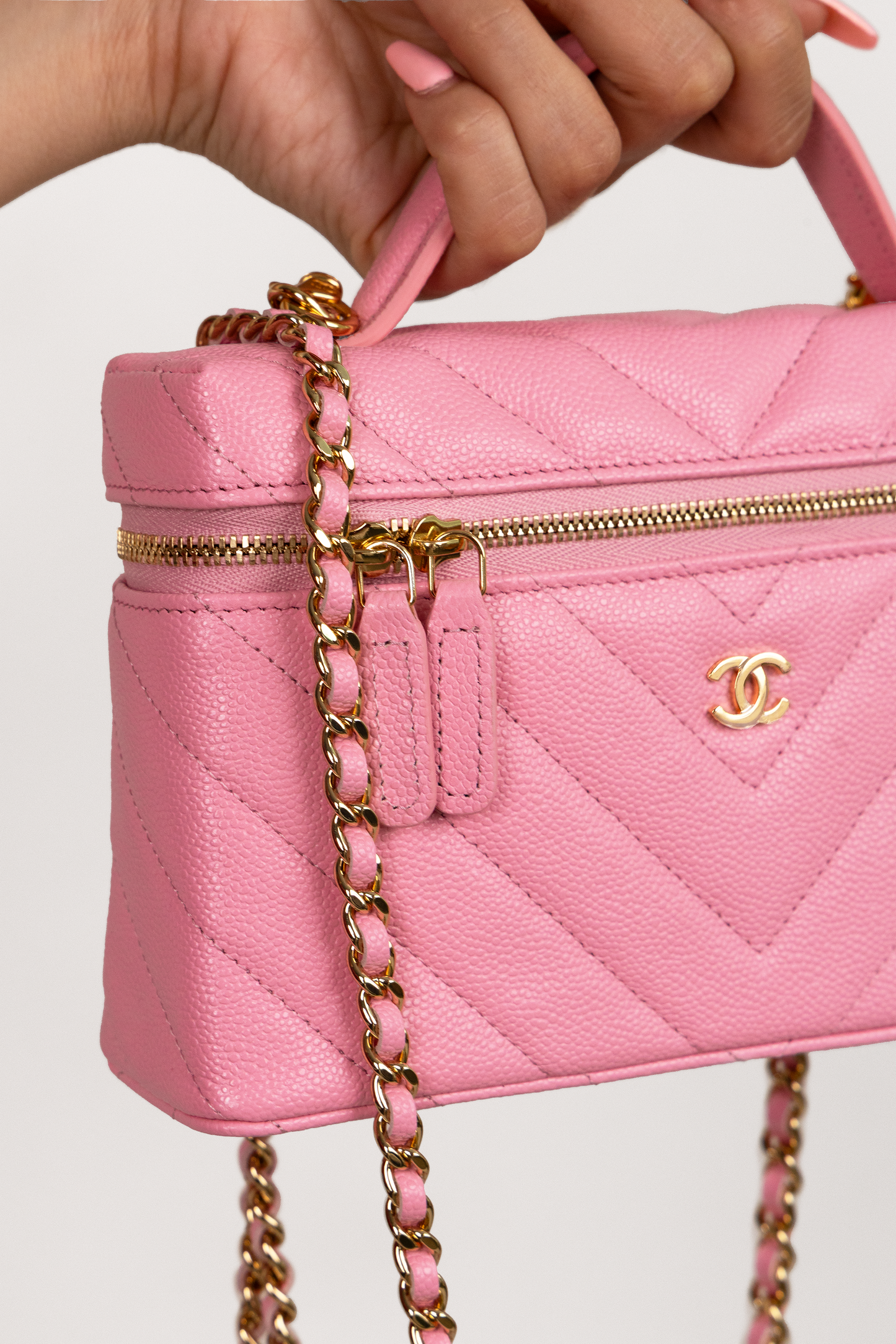 Chanel Vanity Case with Chain in Rose
