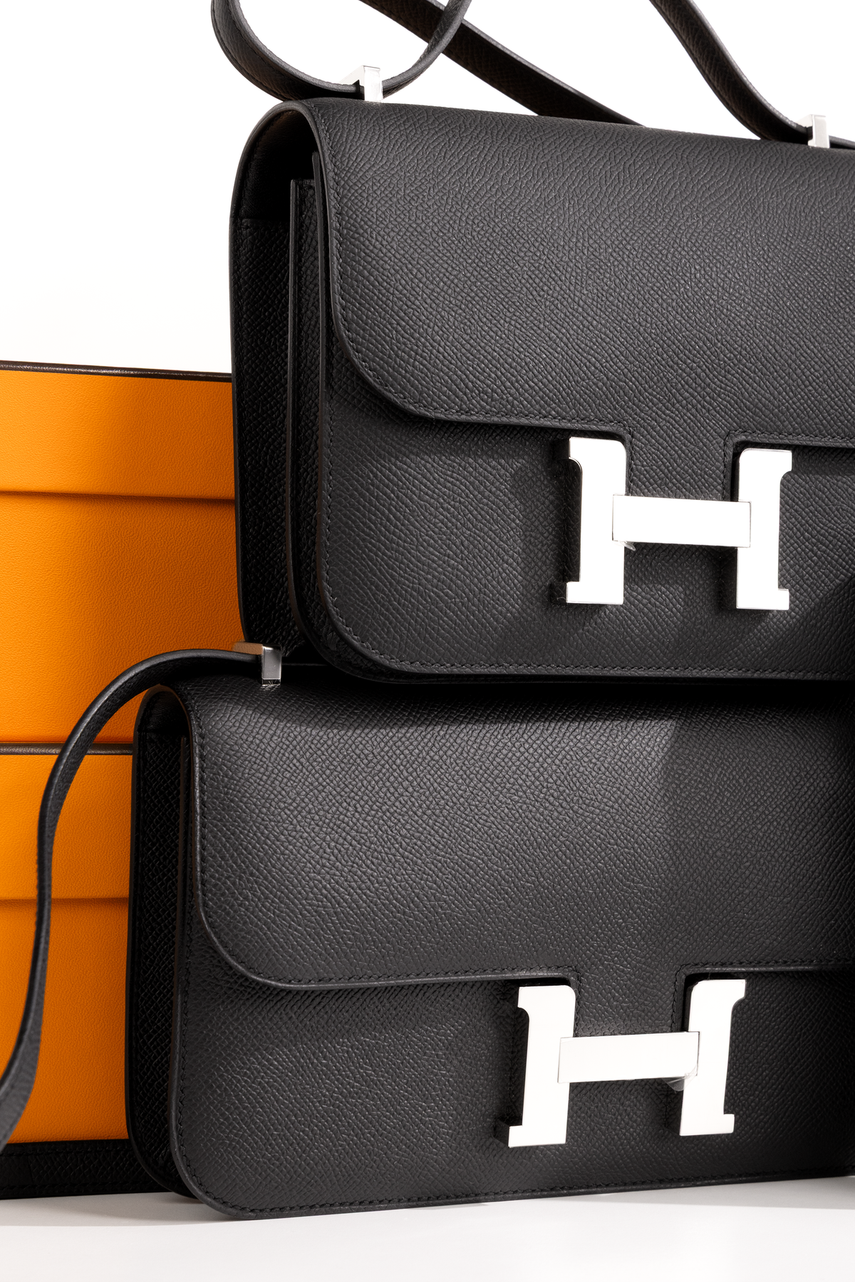 Hermès Constance Elan Epsom & Constance 18 Epsom in Noir PHW