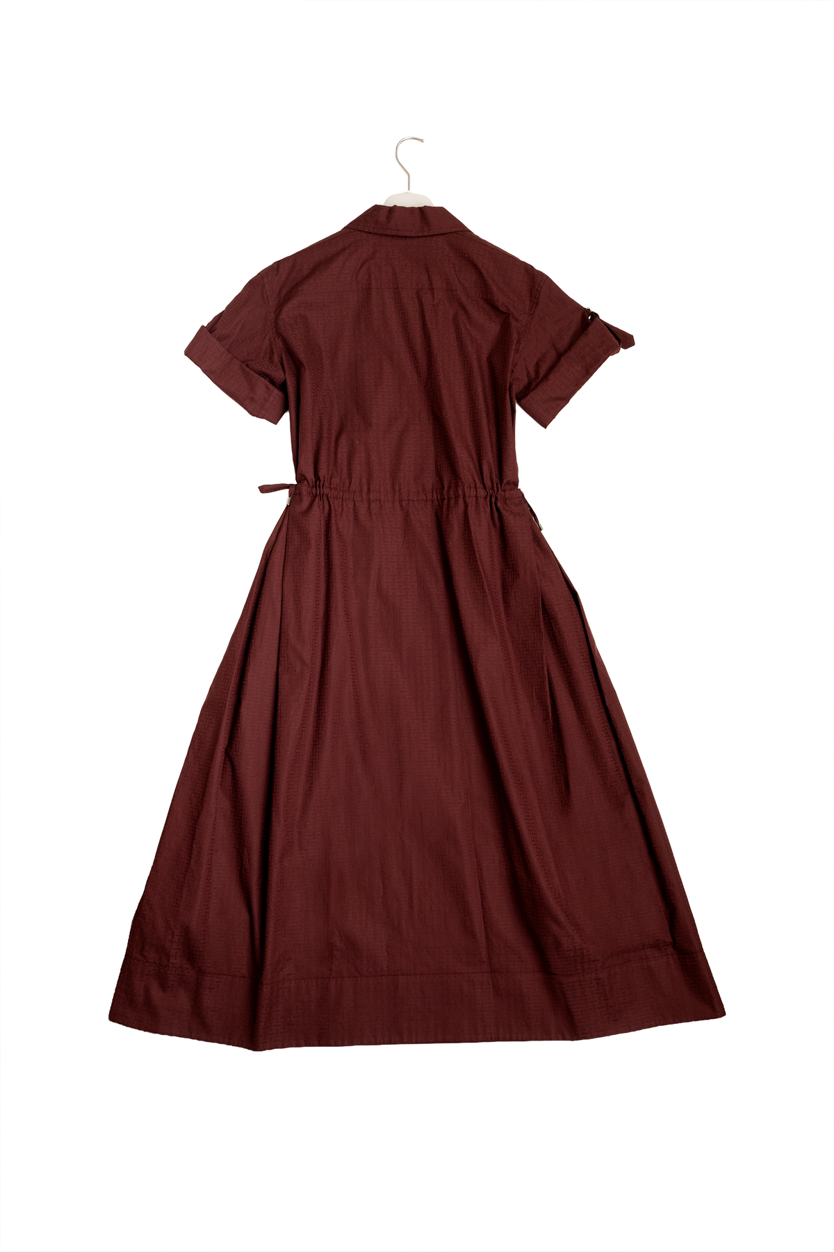 Hermès "Mosaique" short-sleeve dress in Rouge Bordeaux