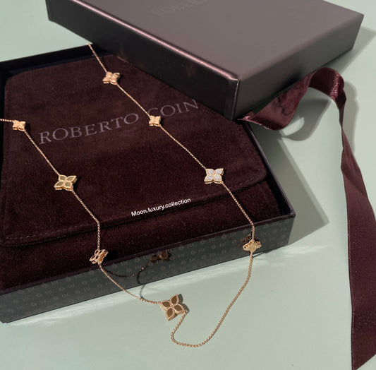 Roberto Coin Princess Flower Long Gold Necklace
