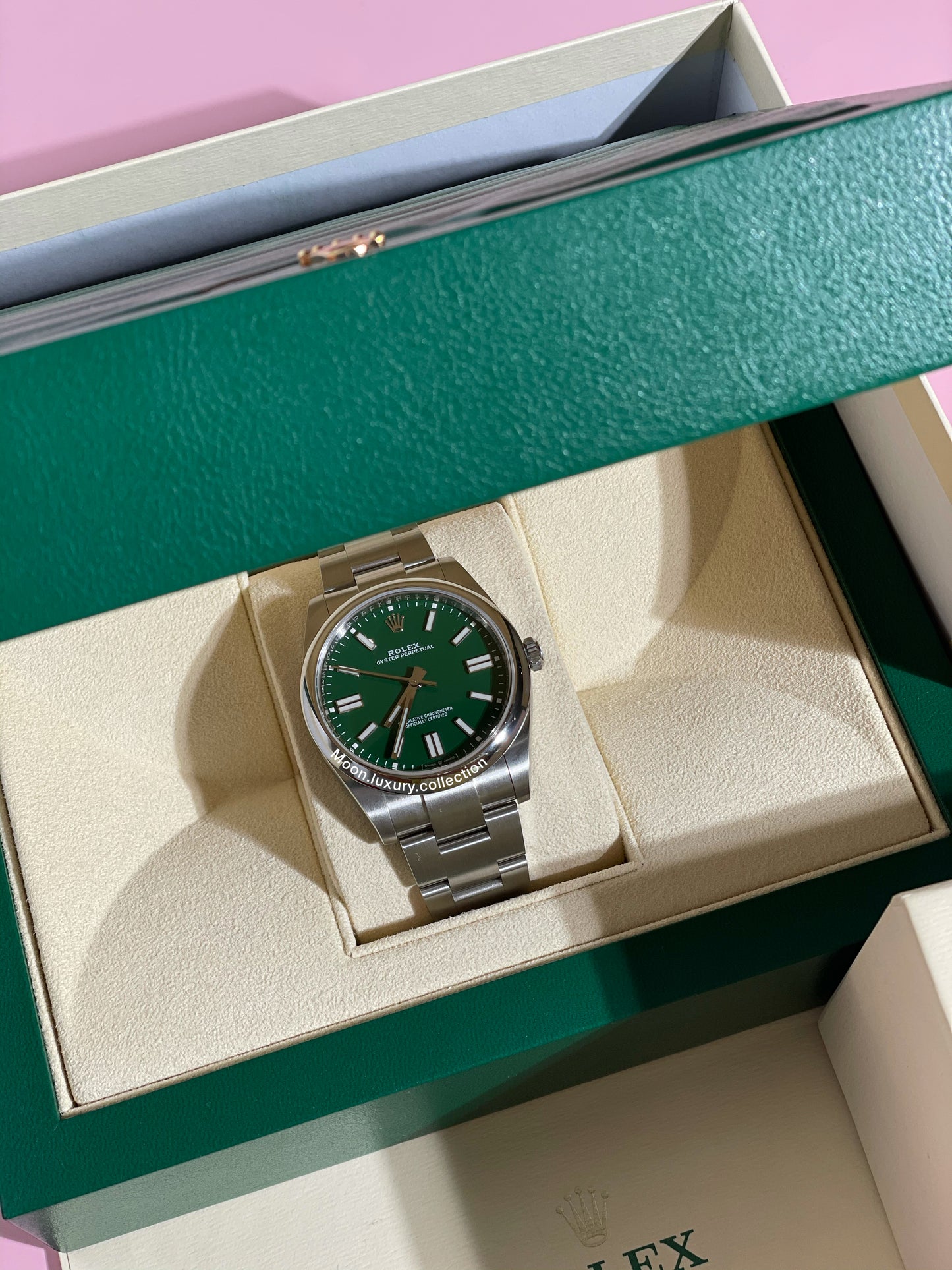 Rolex Oyster Perpetual Watch Green Dial 41 MM