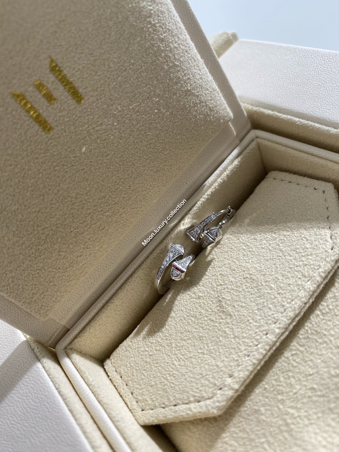 Marli Cleo Full White Gold Diamond Ring and Huggie Earrings