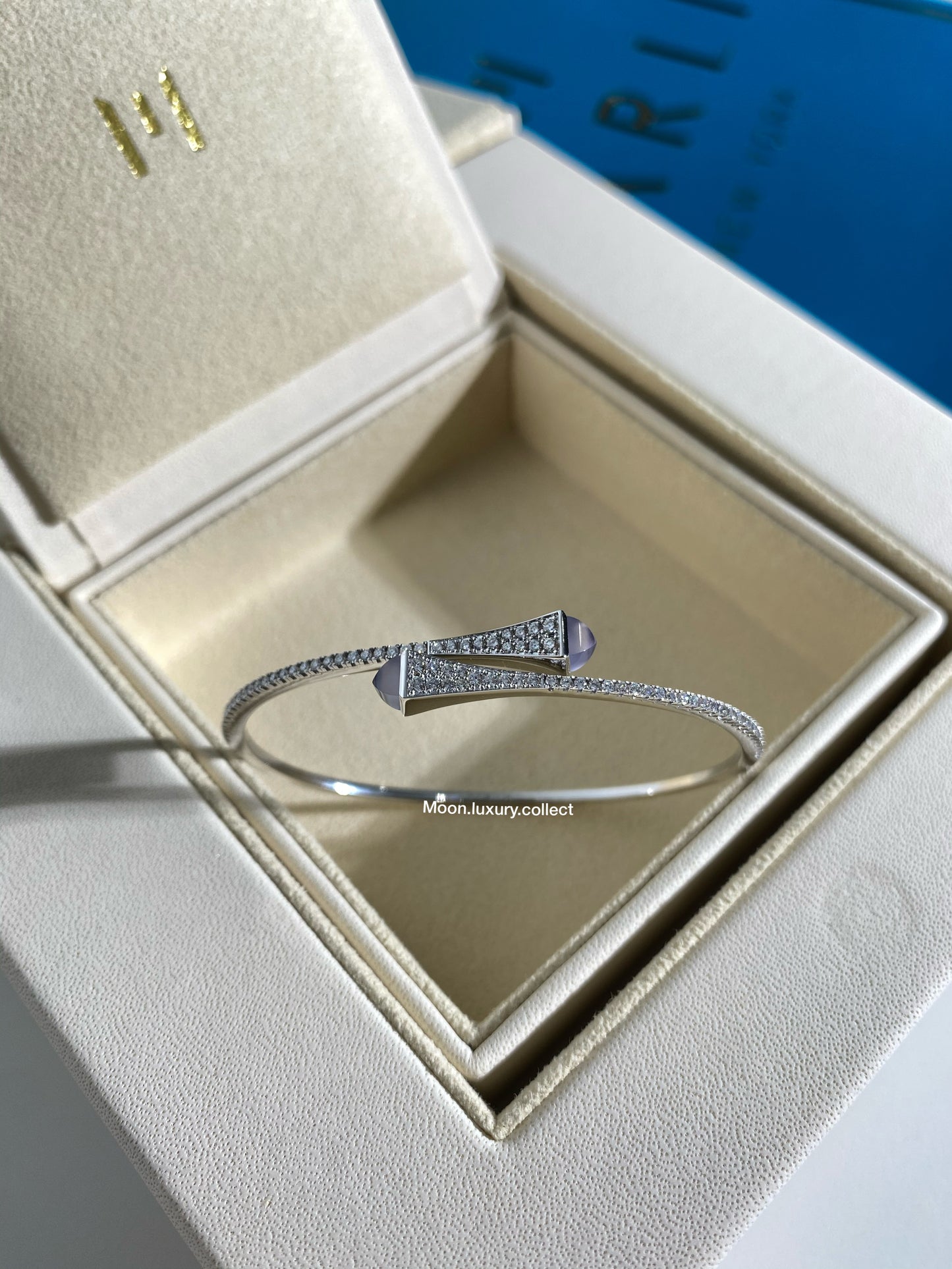 Marli Cleo Full White Gold Diamond Bracelet with Purple Stone