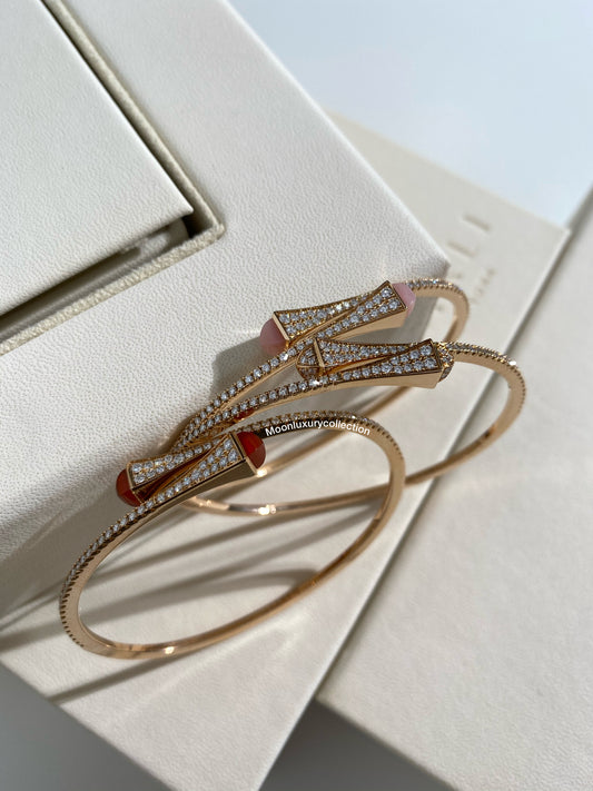 Marli Cleo Diamond Bracelets In Rose Gold with Red and Pink Stones